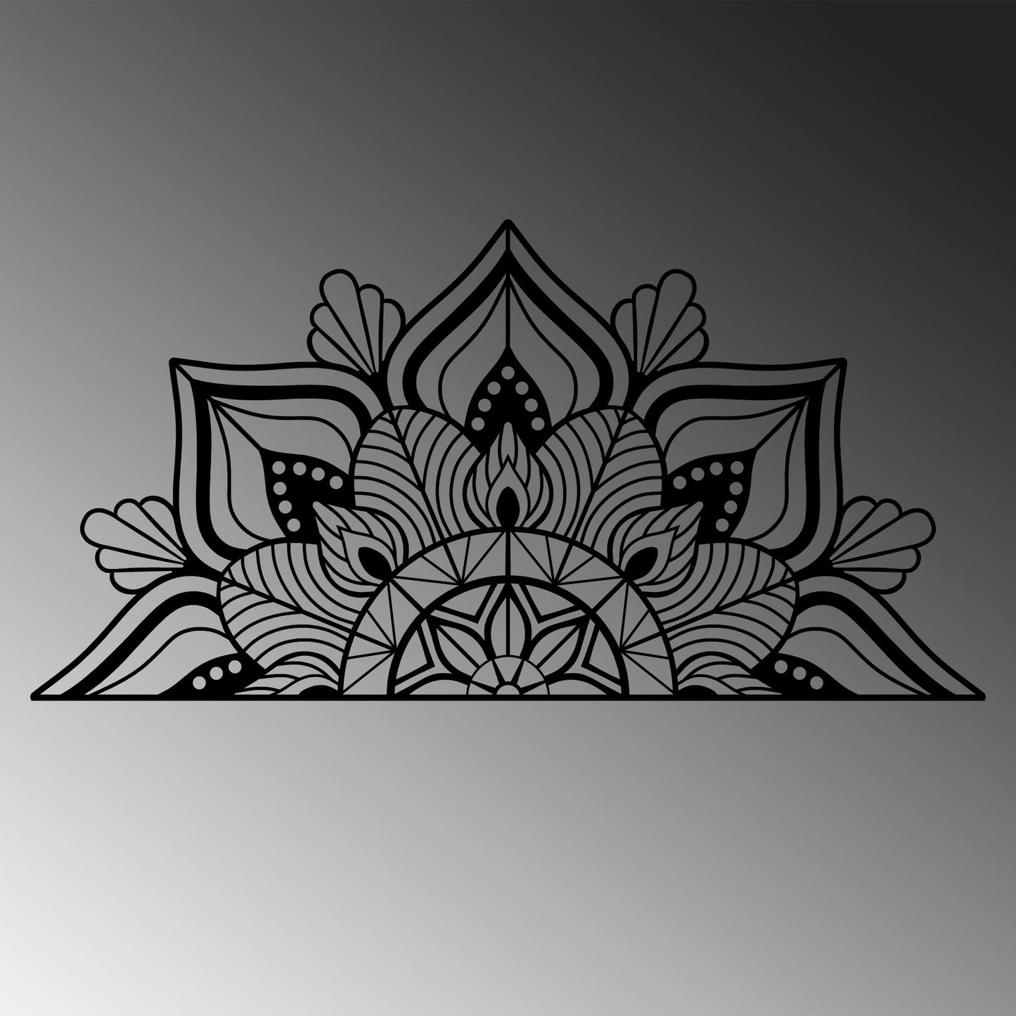 Metalna zidna dekoracija, Mandala 1 - Black