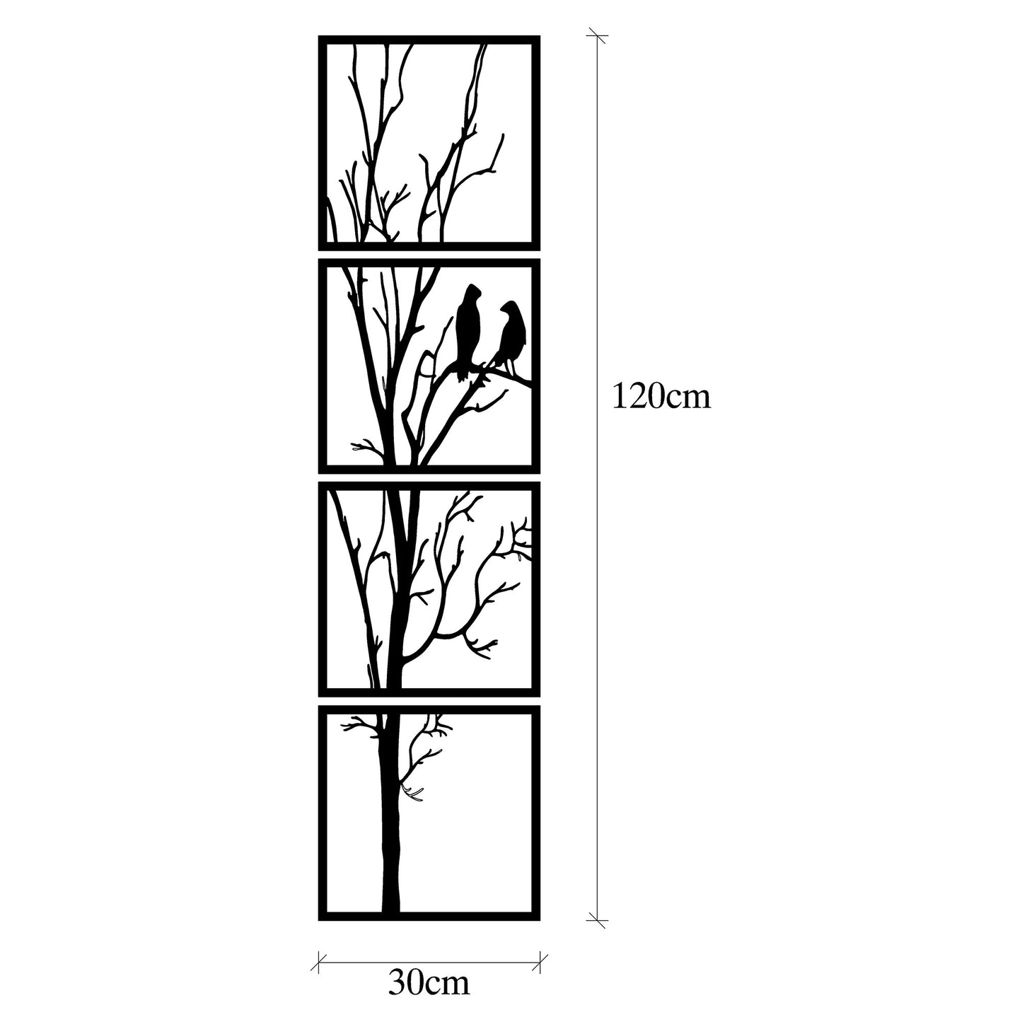 Metalna zidna dekoracija, Tree And Birds S