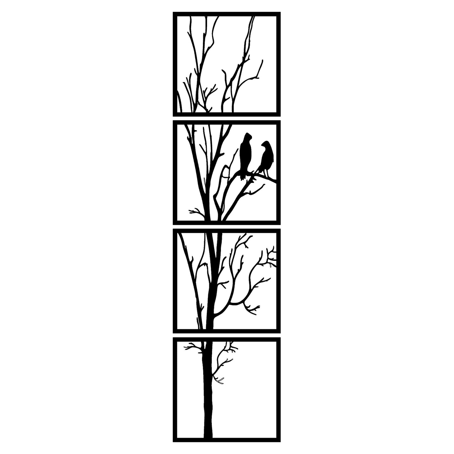 Metalna zidna dekoracija, Tree And Birds B