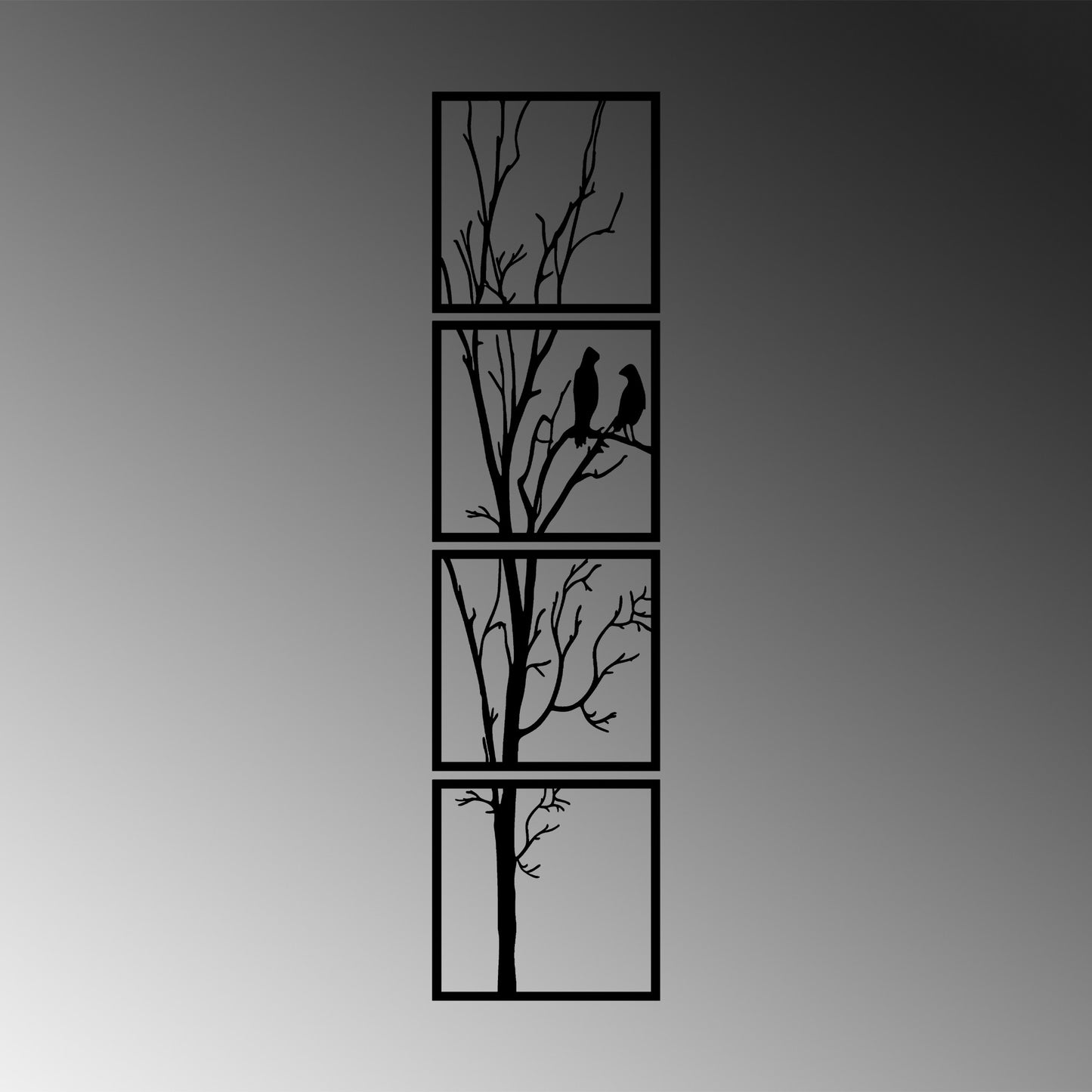 Metalna zidna dekoracija, Tree And Birds B