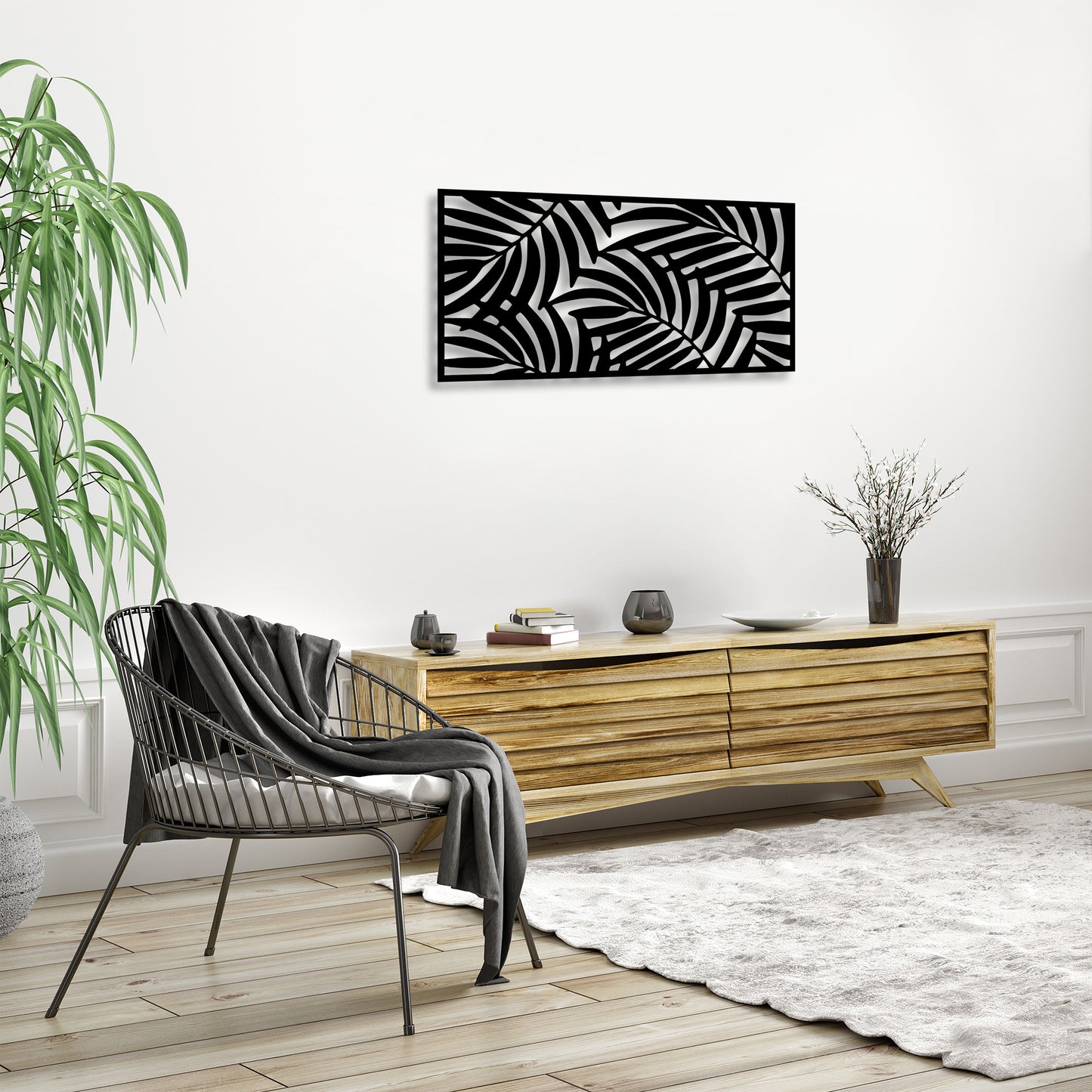 Metalna zidna dekoracija, Decorative Panel 4 - Black
