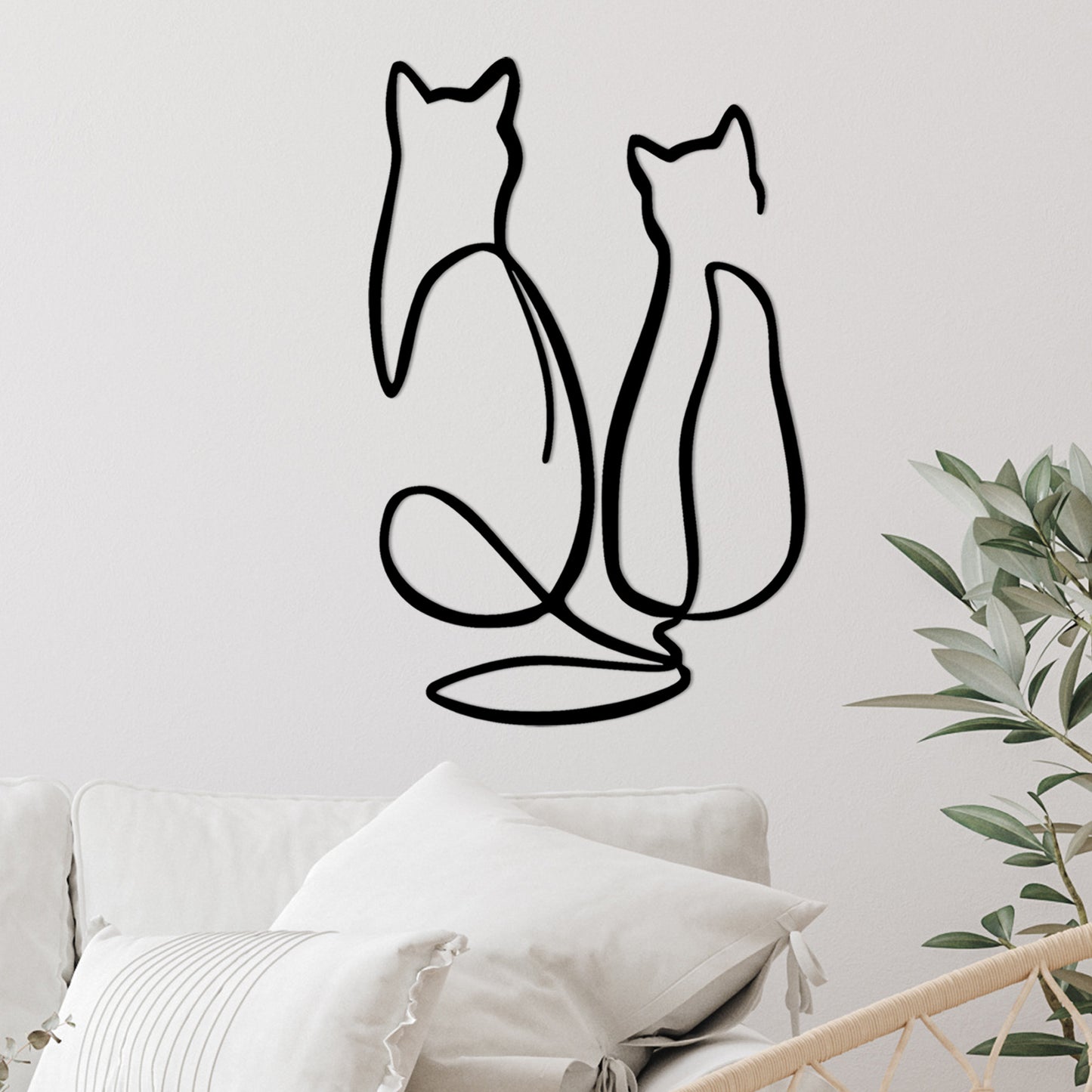 Metalna zidna dekoracija, Couple Cat Love