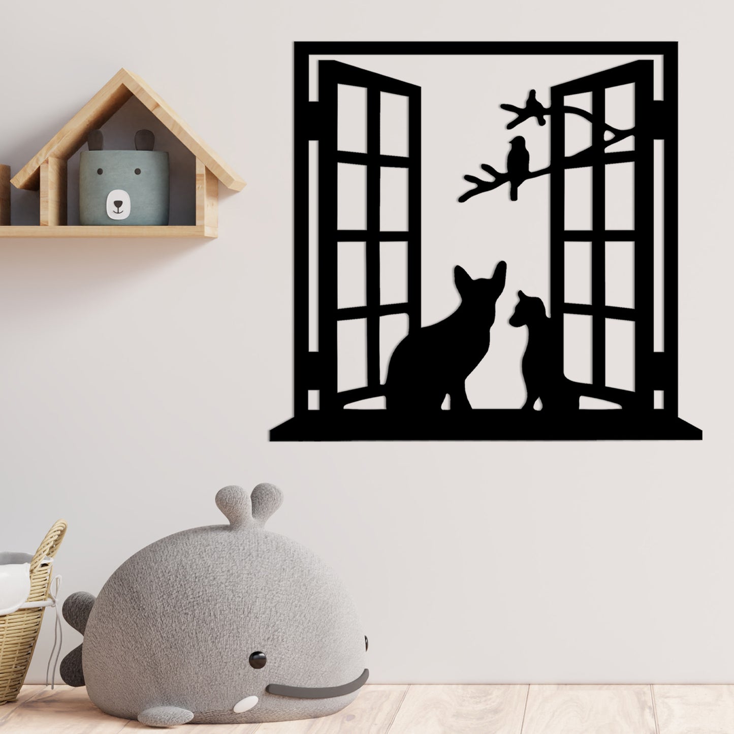 Metalna zidna dekoracija, Cat In The Window