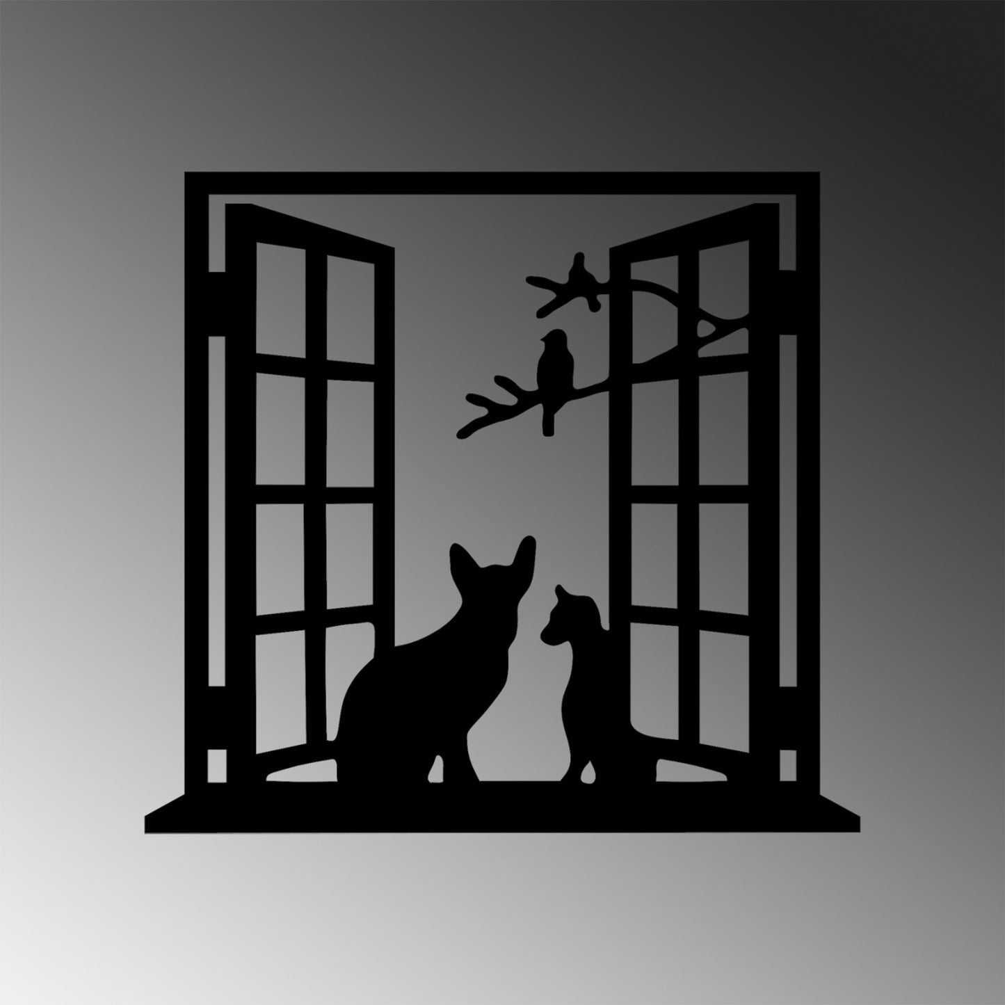 Metalna zidna dekoracija, Cat In The Window
