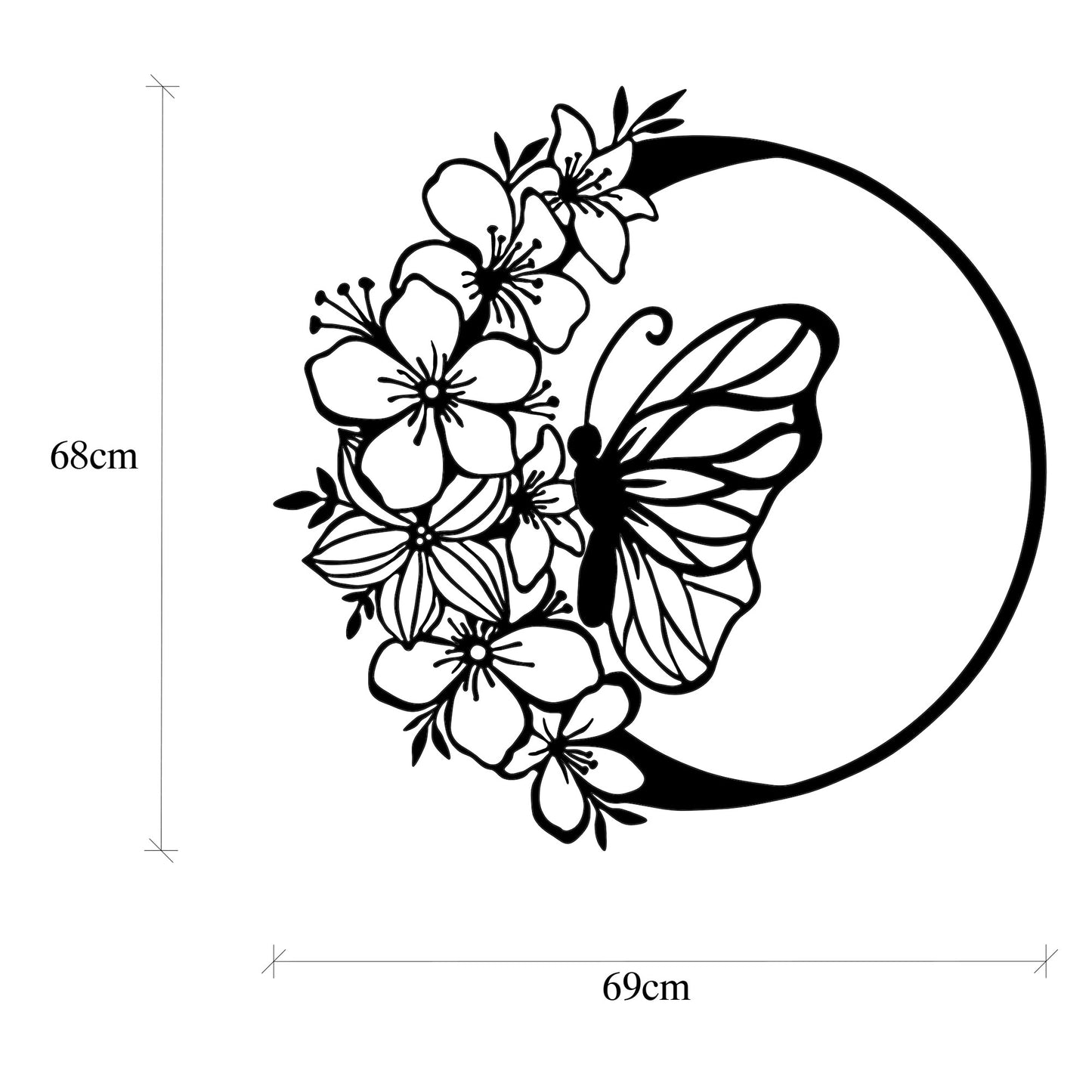 Metalna zidna dekoracija, Butterfly And Flower