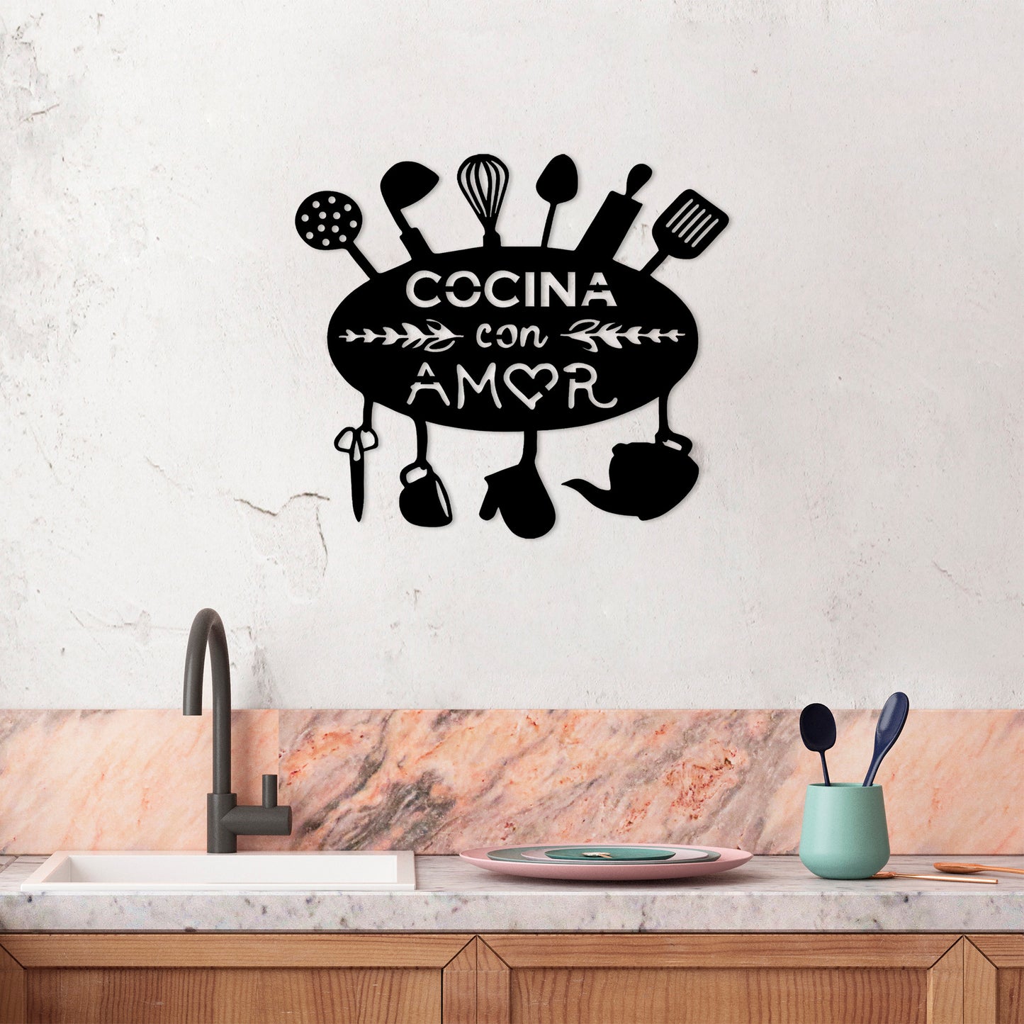 Metalna zidna dekoracija, Cocina Con Amor