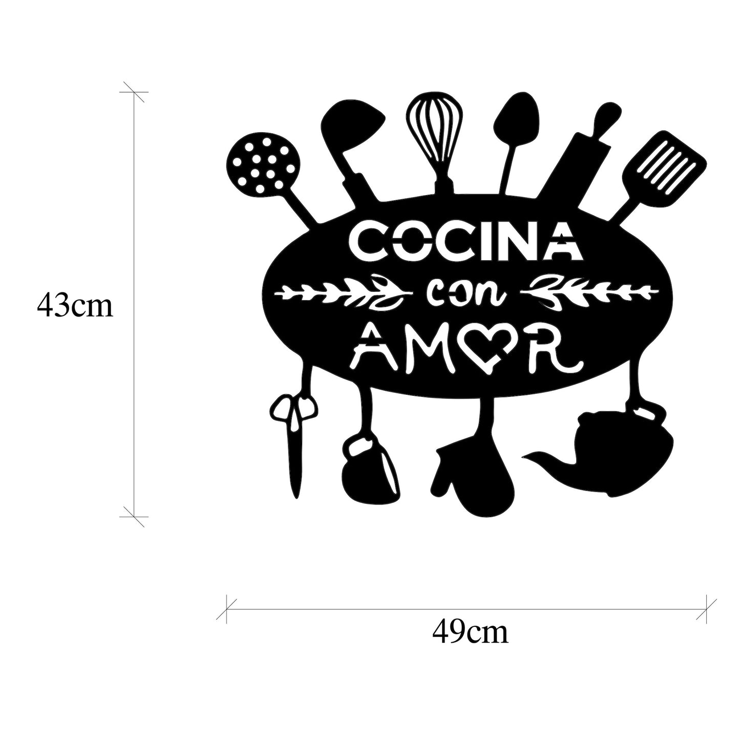 Metalna zidna dekoracija, Cocina Con Amor