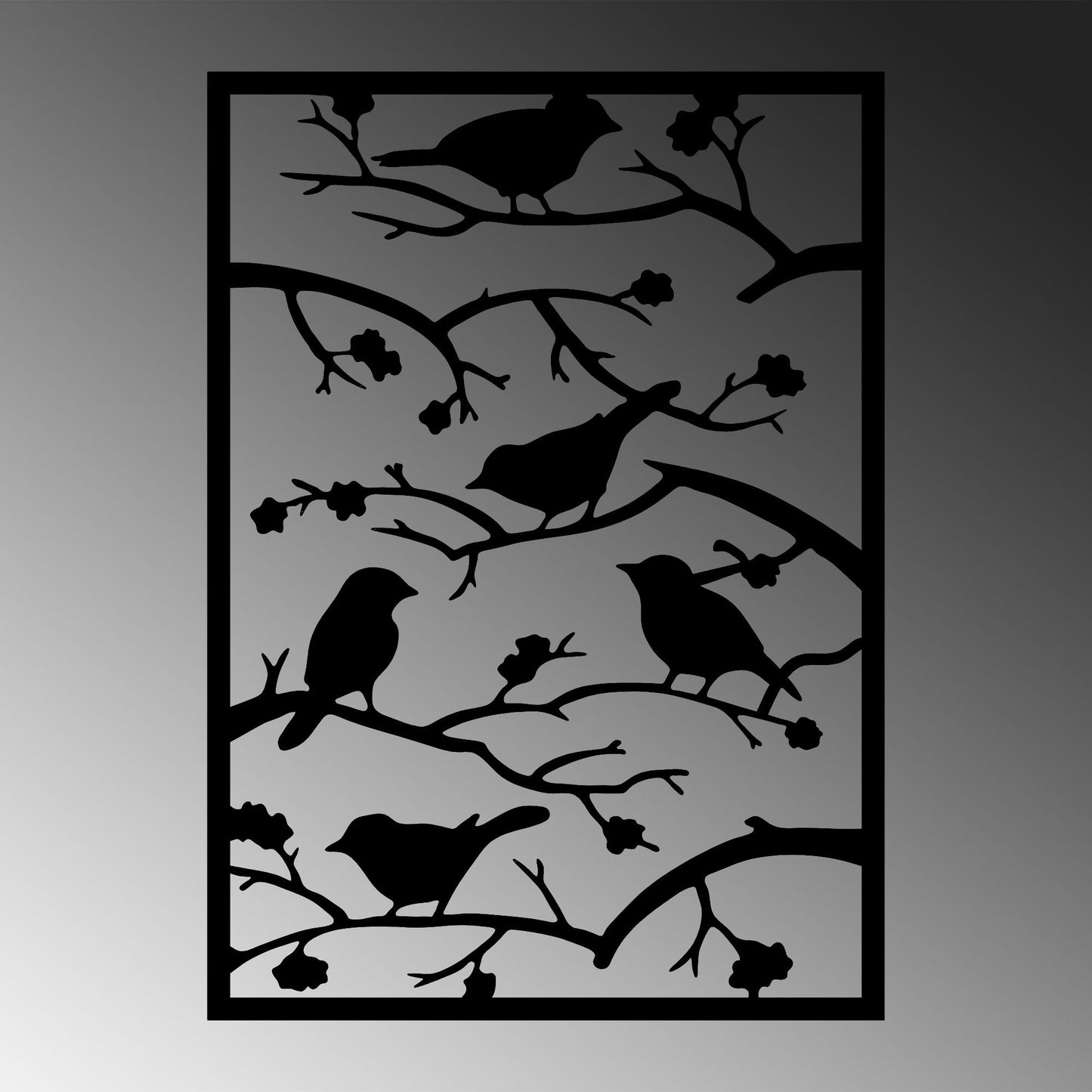 Metalna zidna dekoracija, Tree Branch Birds