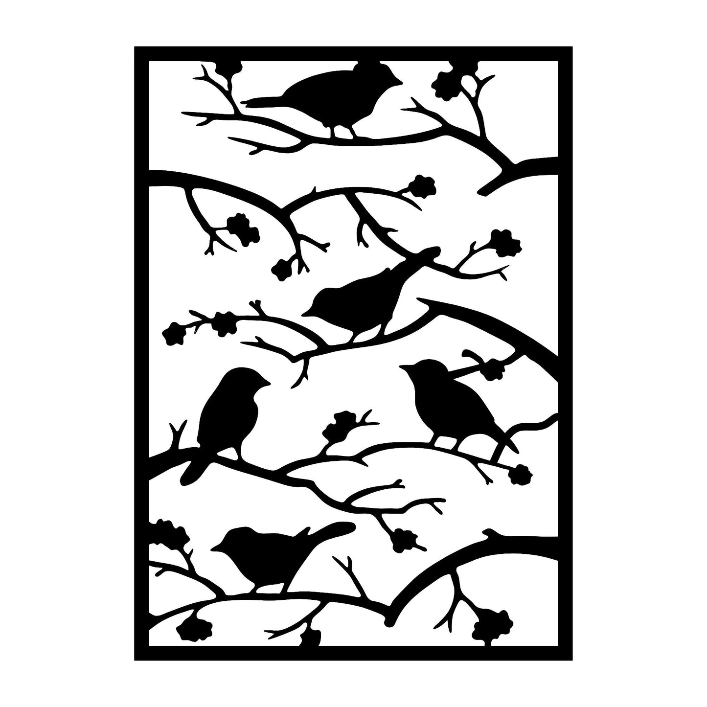 Metalna zidna dekoracija, Tree Branch Birds
