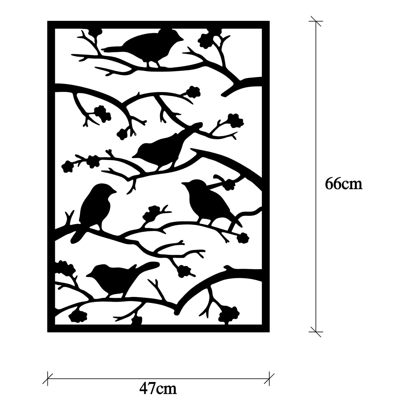 Metalna zidna dekoracija, Tree Branch Birds