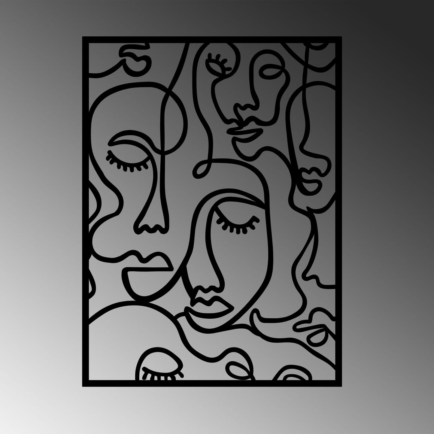 Metalna zidna dekoracija, Faces 2