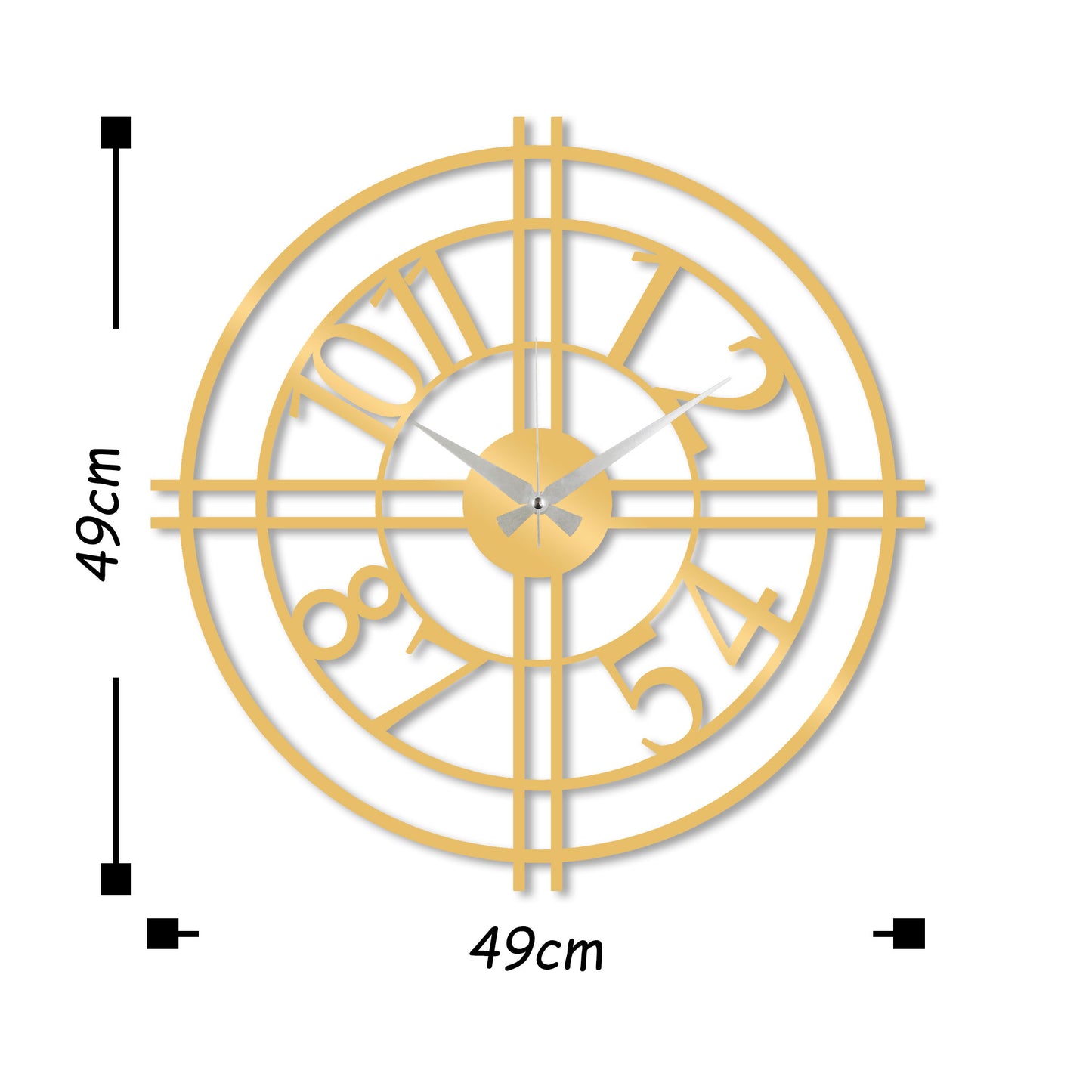 Ukrasni metalni zidni sat, Metal Wall Clock 33 - Gold