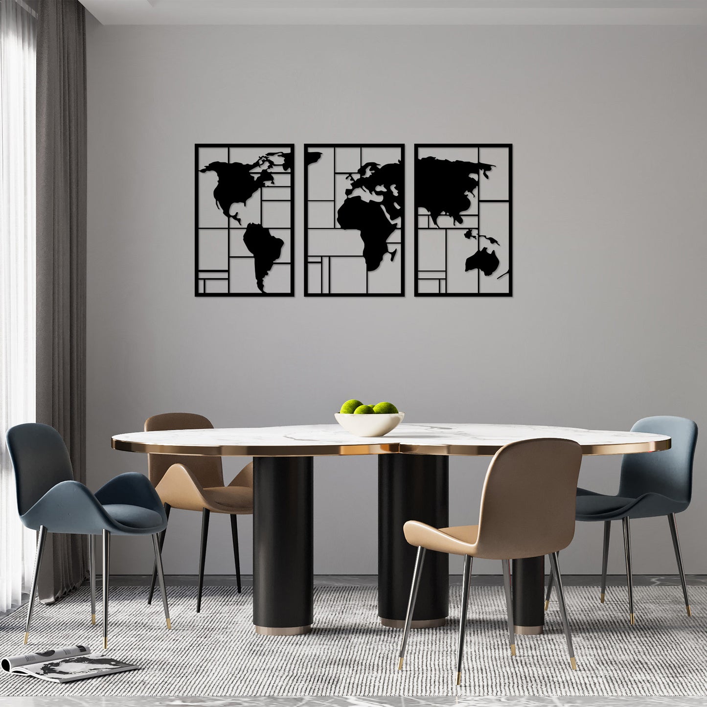 Metalna zidna dekoracija, World Map 3