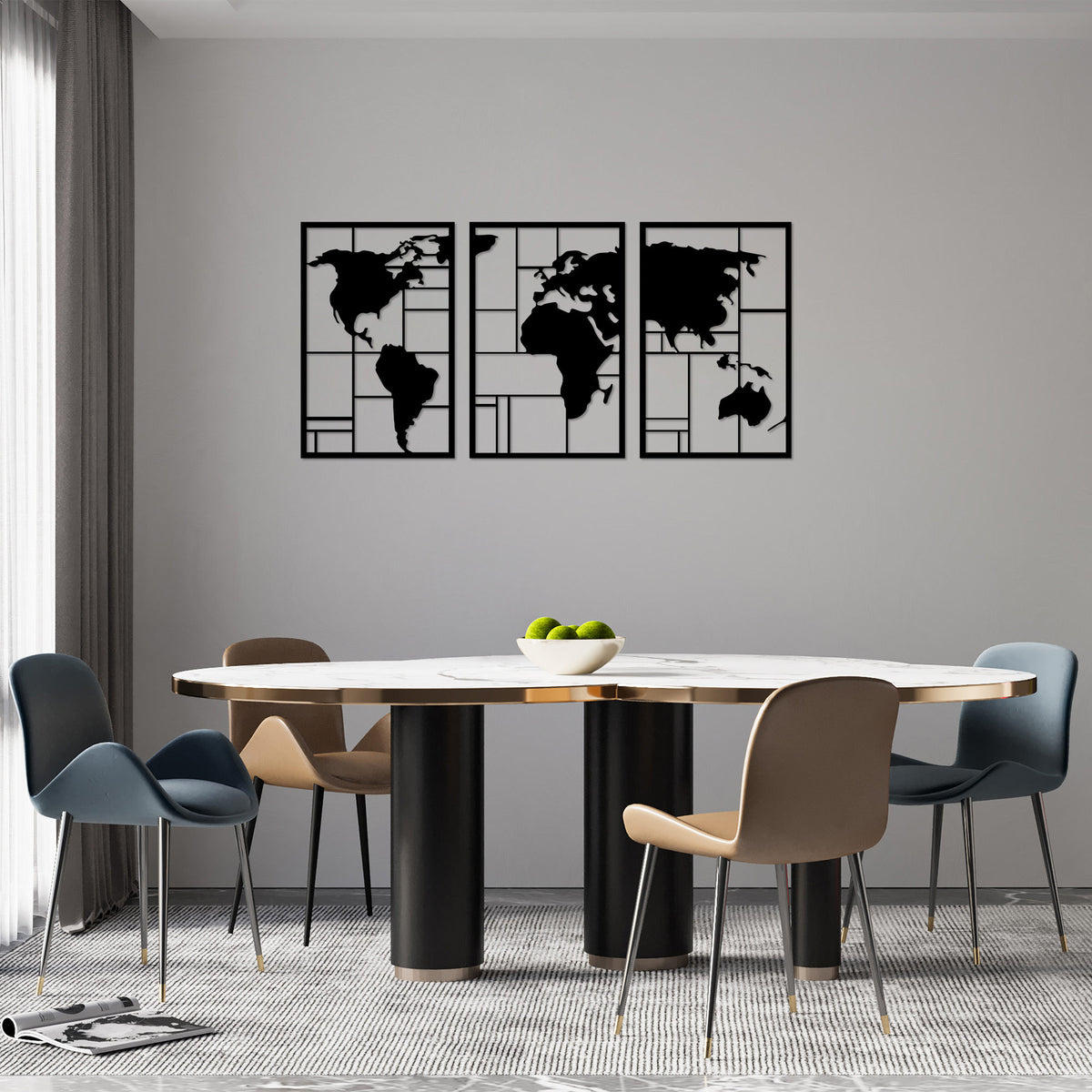 Metalna zidna dekoracija, World Map 3