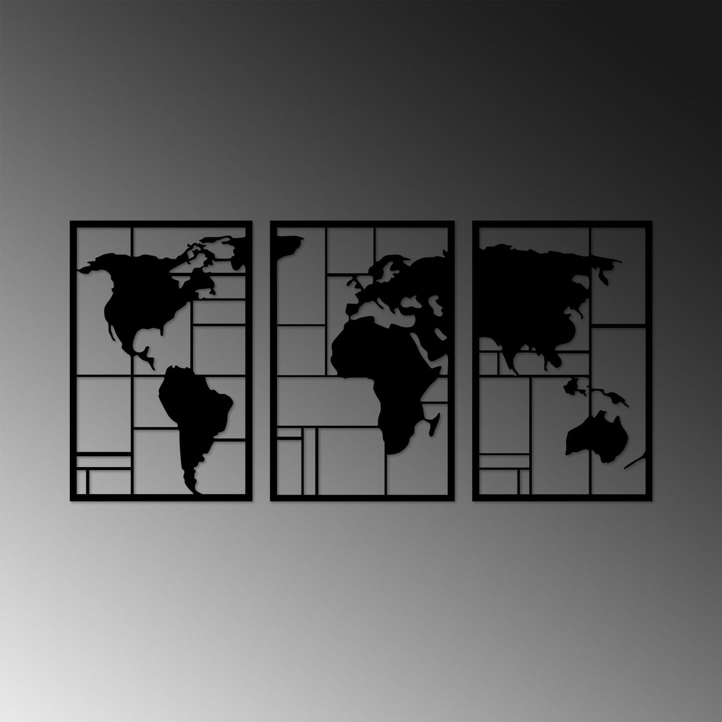 Metalna zidna dekoracija, World Map 3