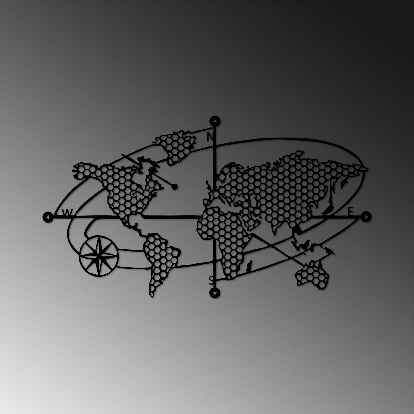 Metalna zidna dekoracija, World Map 1