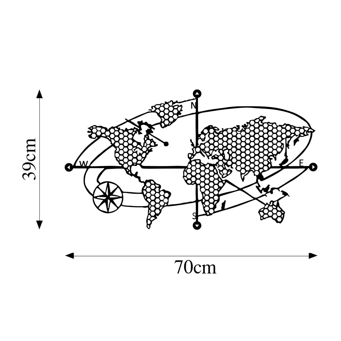 Metalna zidna dekoracija, World Map 1