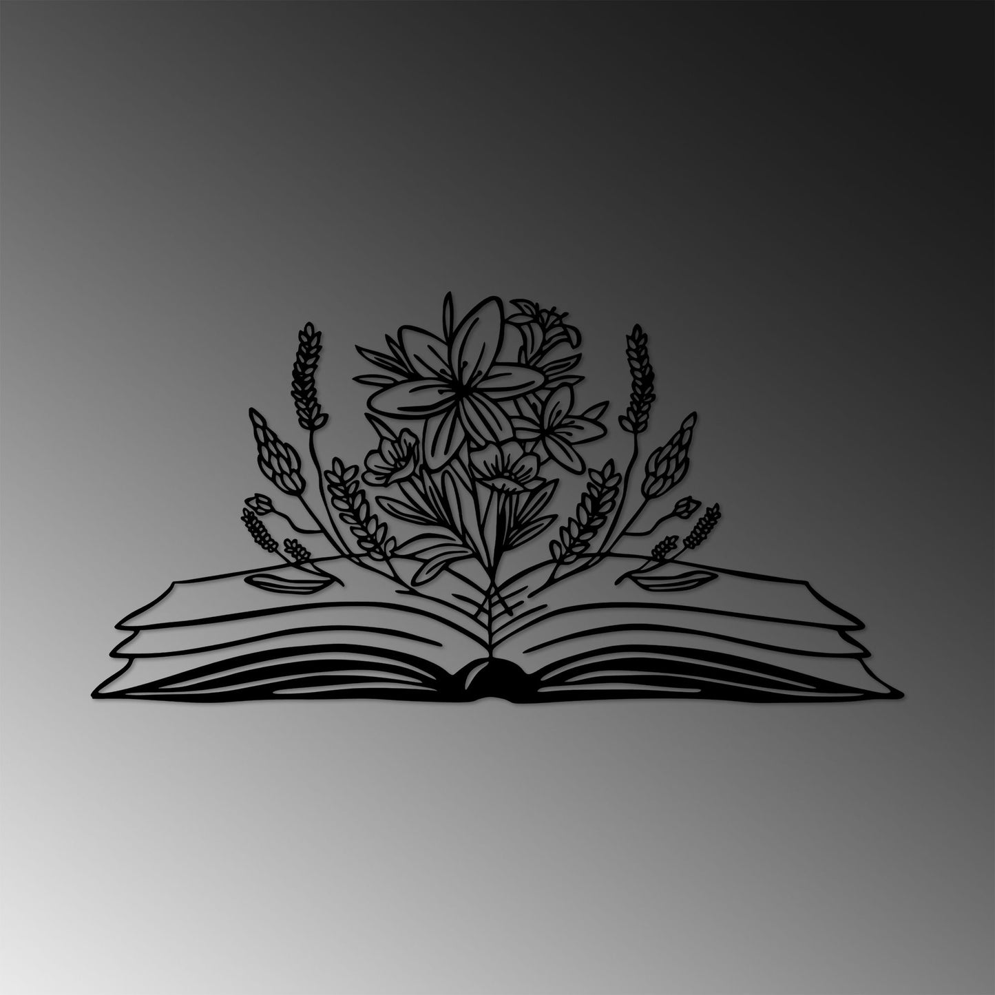 Metalna zidna dekoracija, Book And Flower