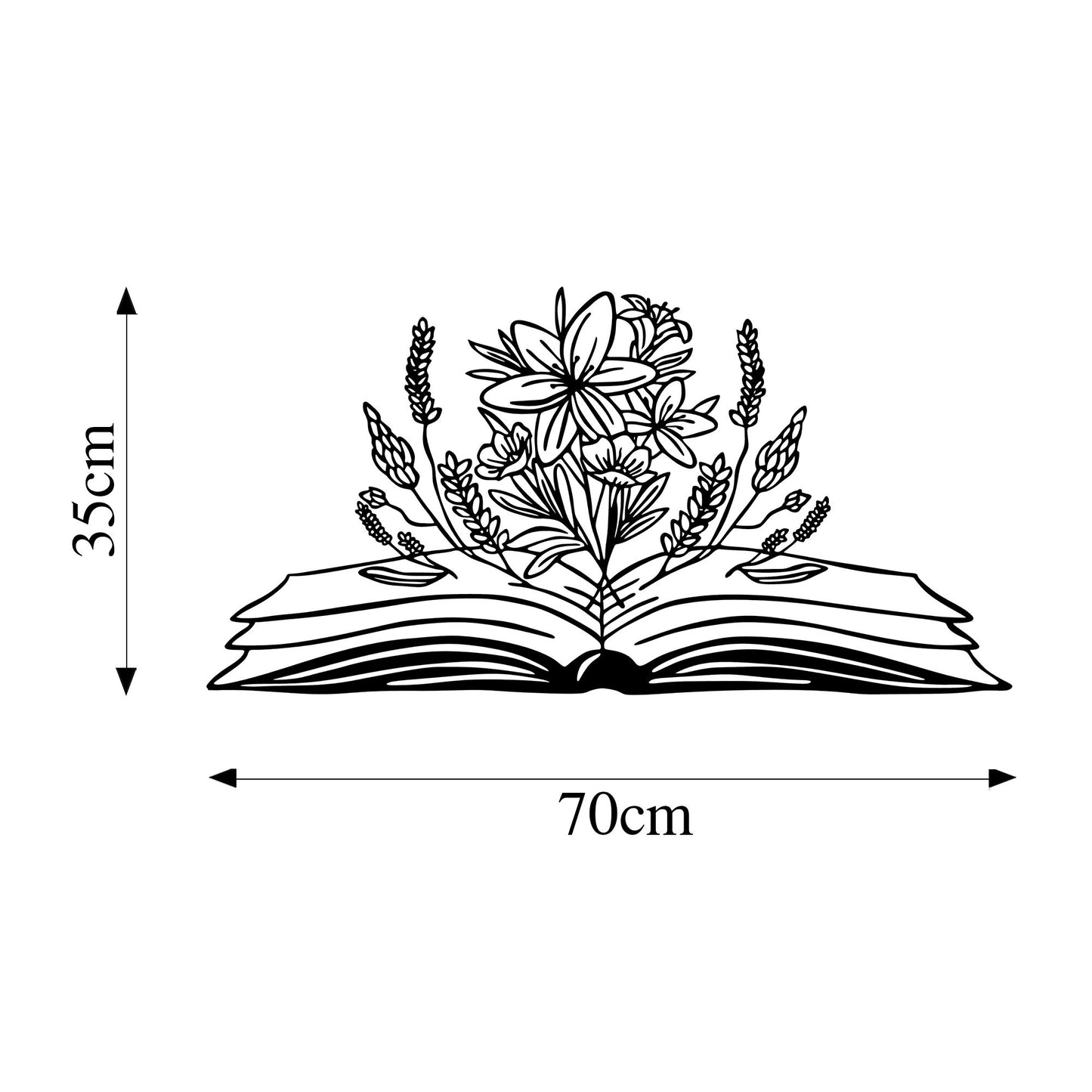 Metalna zidna dekoracija, Book And Flower