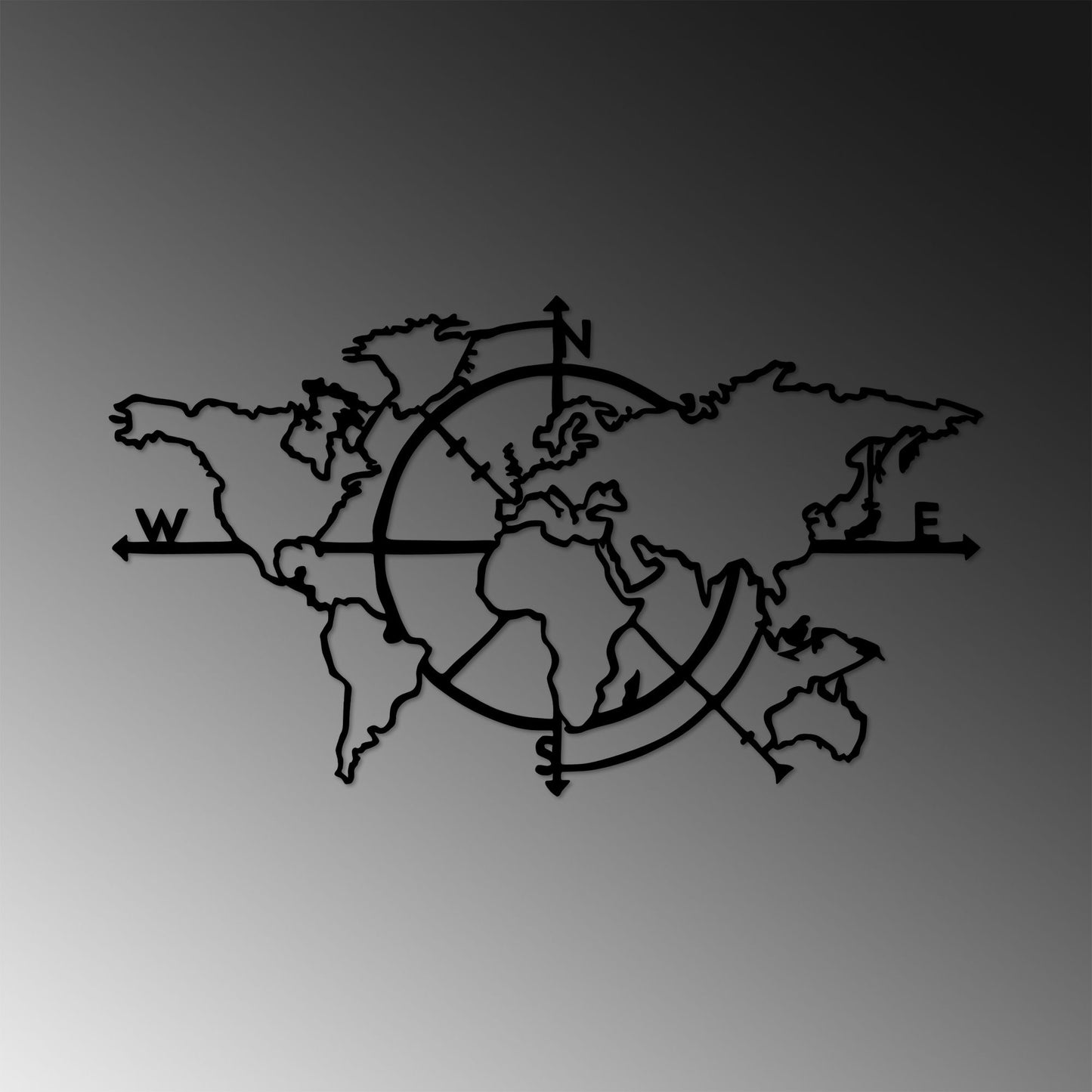 Metalna zidna dekoracija, World Map 8