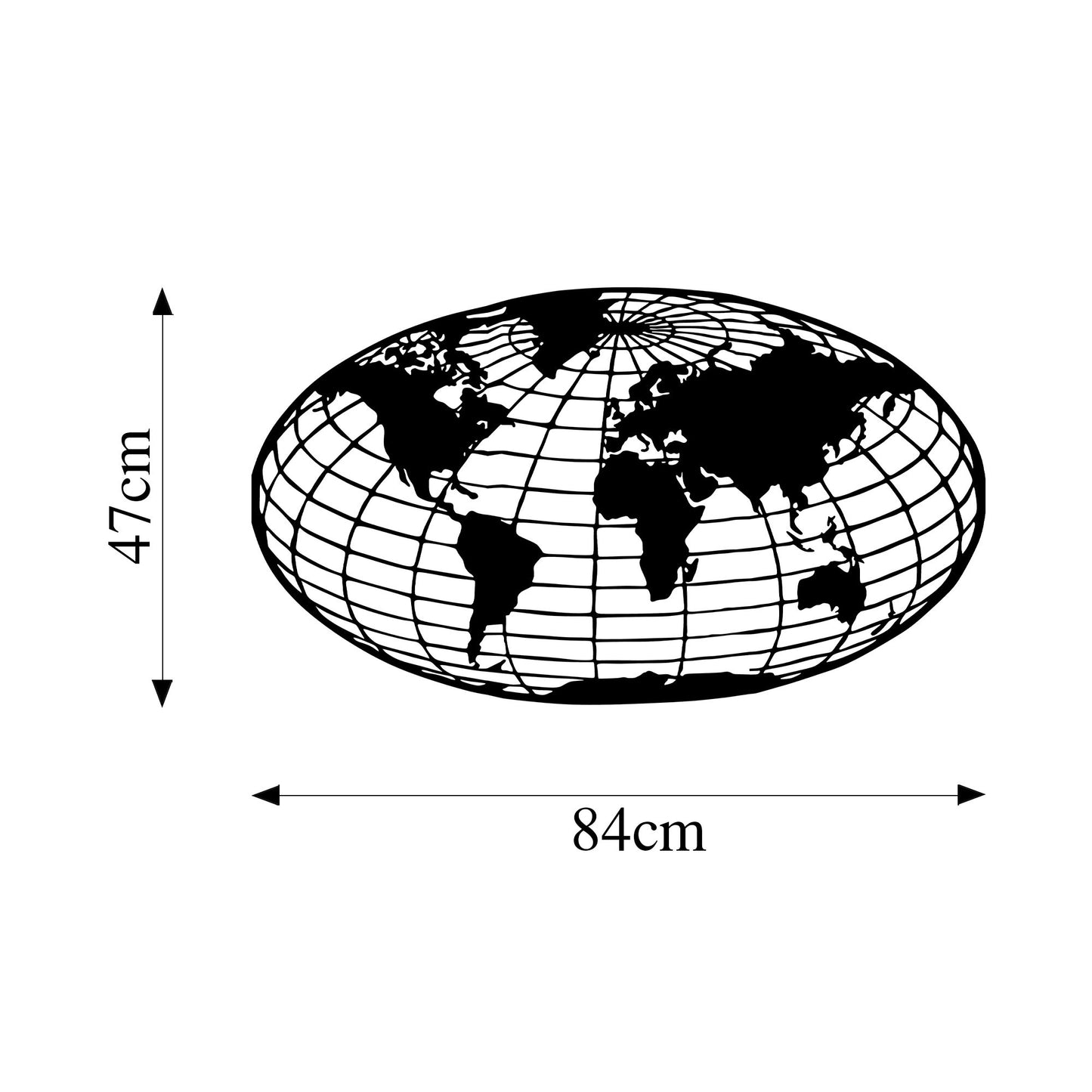 Metalna zidna dekoracija, World Map 6