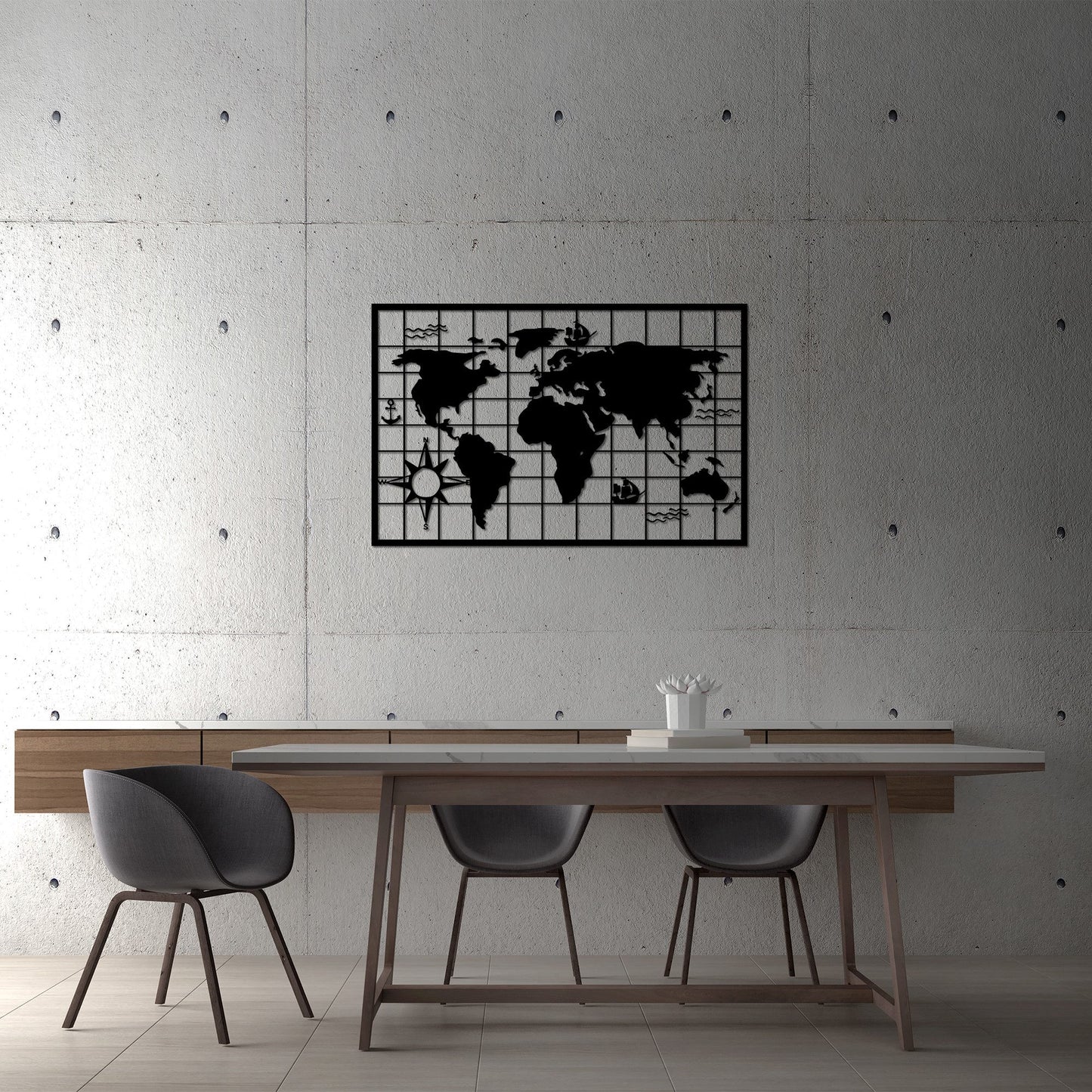 Metalna zidna dekoracija, World Map 7