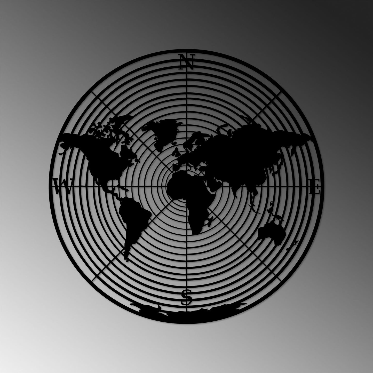 Metalna zidna dekoracija, World Map 9