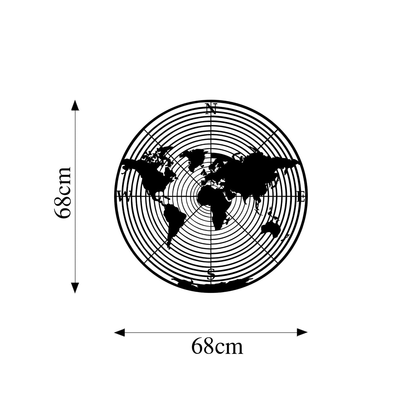 Metalna zidna dekoracija, World Map 9