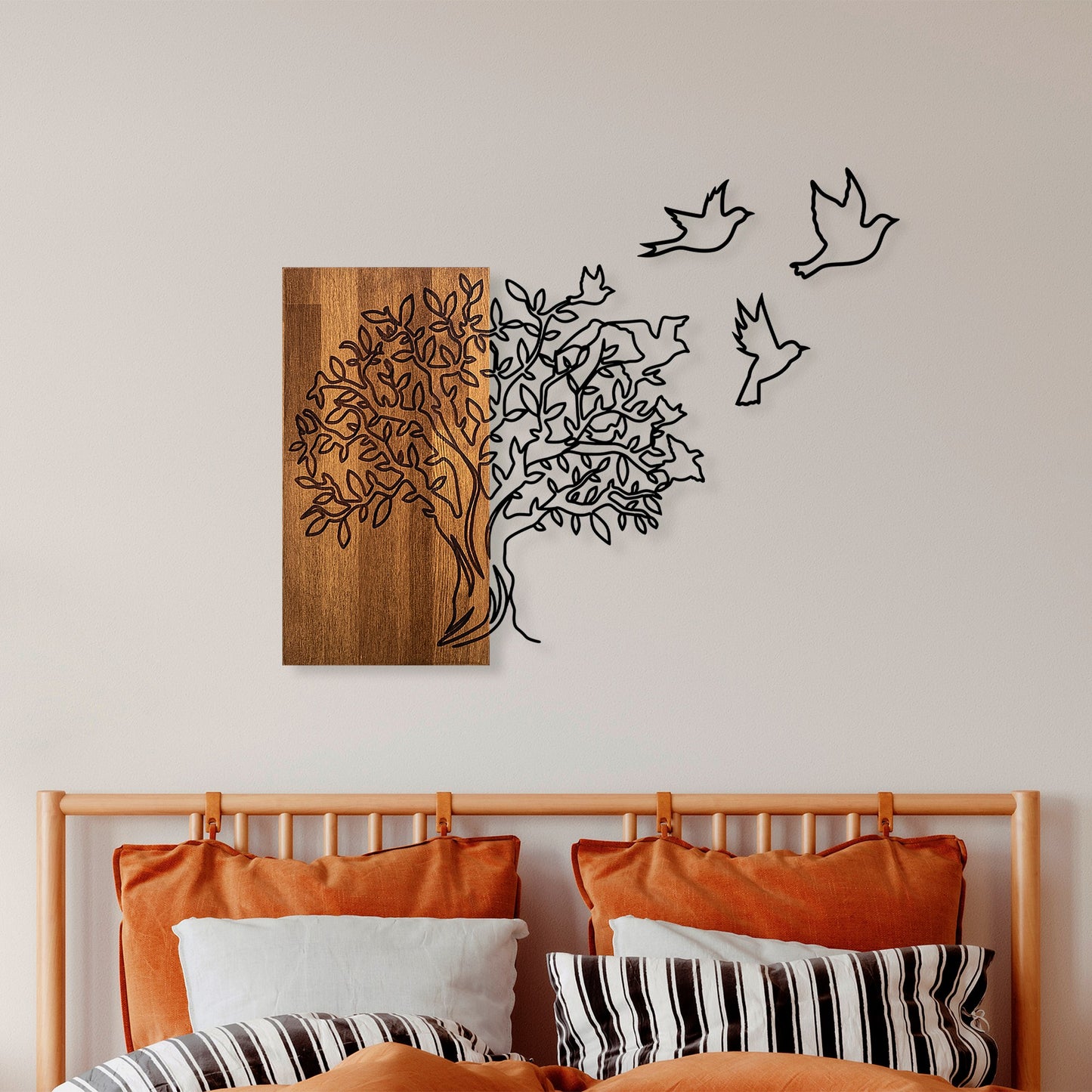 Drvena zidna dekoracija, Tree And Birds 1