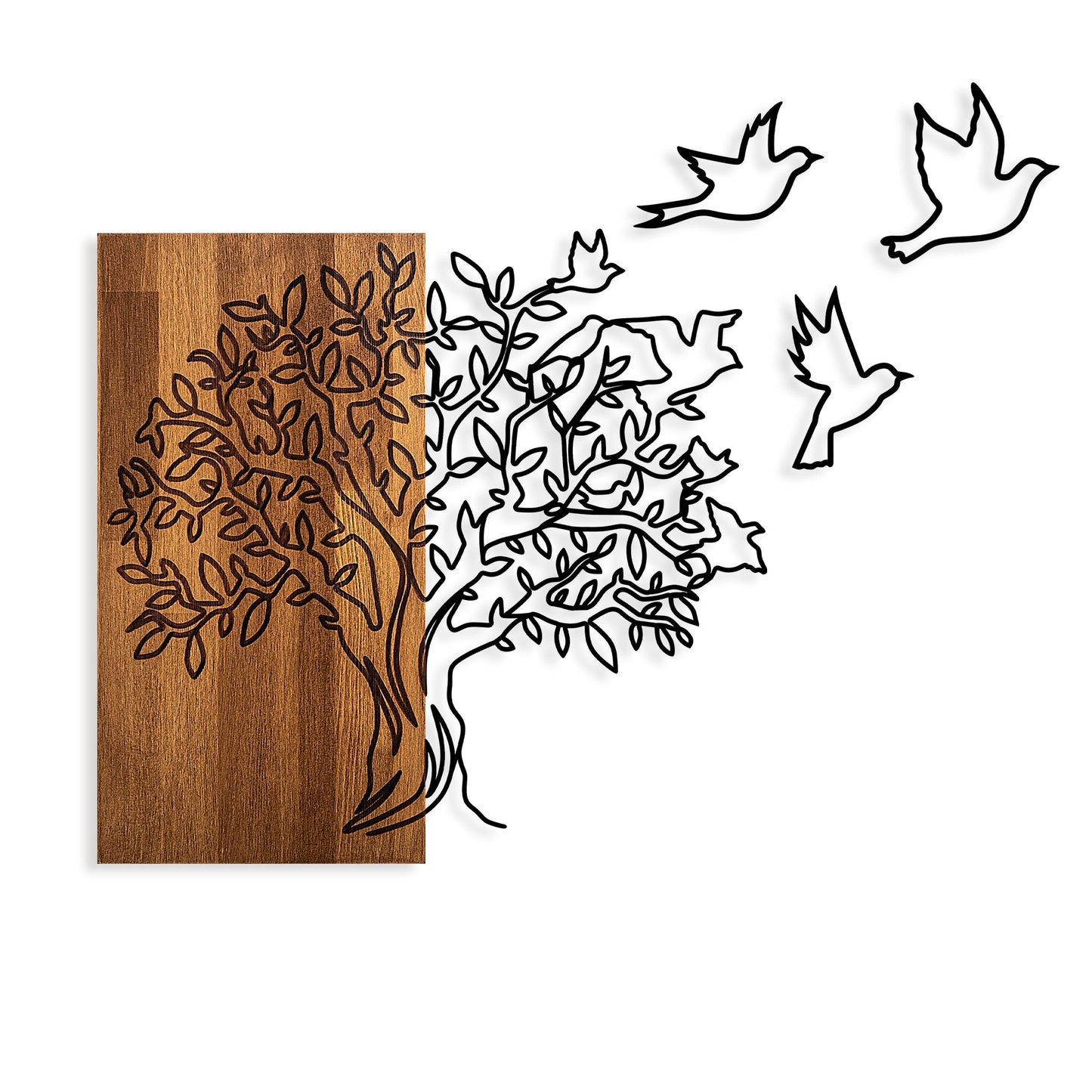 Drvena zidna dekoracija, Tree And Birds 1