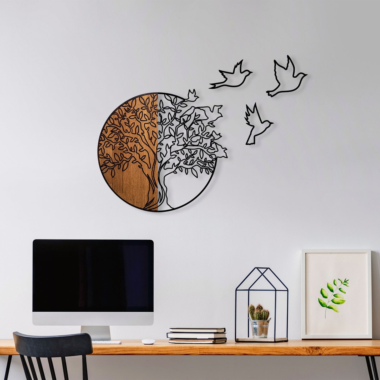 Drvena zidna dekoracija, Tree And Birds 2