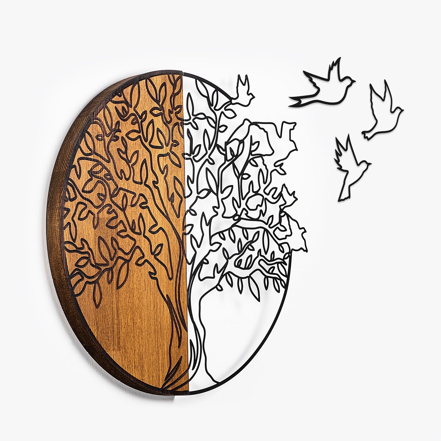 Drvena zidna dekoracija, Tree And Birds 2