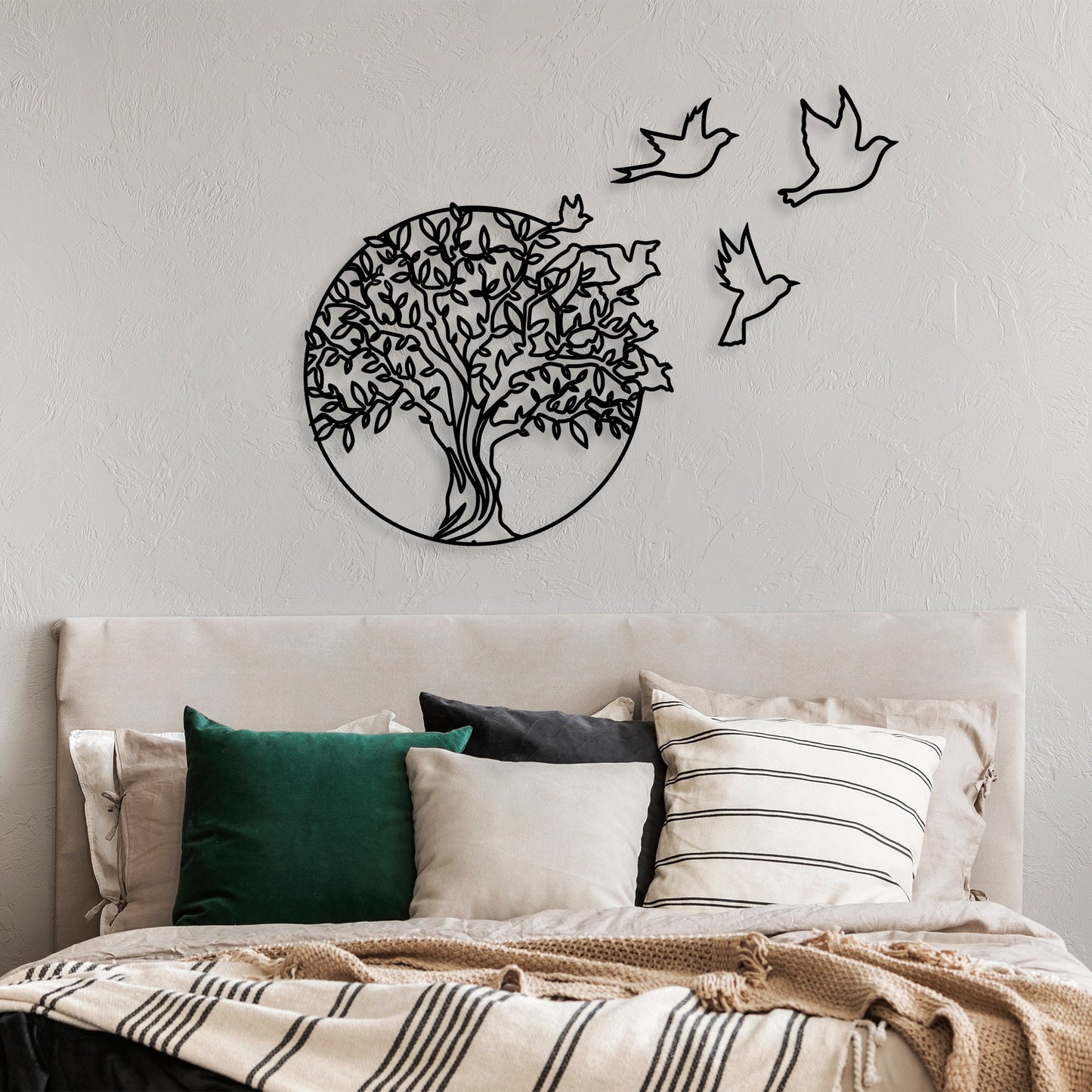 Metalna zidna dekoracija, Tree And Birds 3