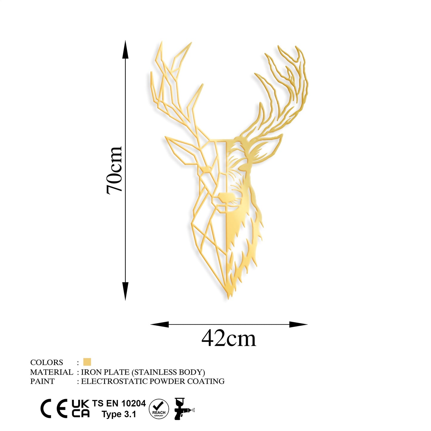 Metalna zidna dekoracija, Red Deer 3