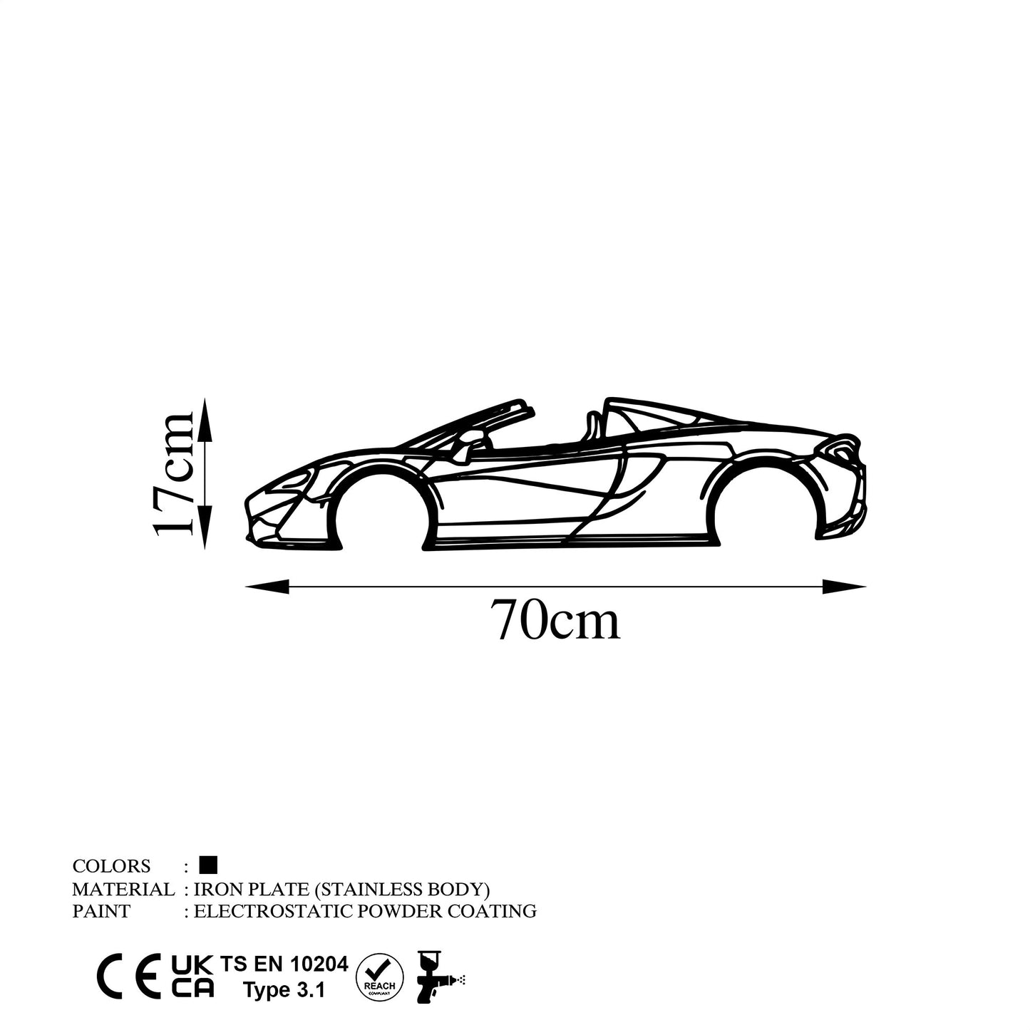 Metalna zidna dekoracija, McLaren 570S Silhouette