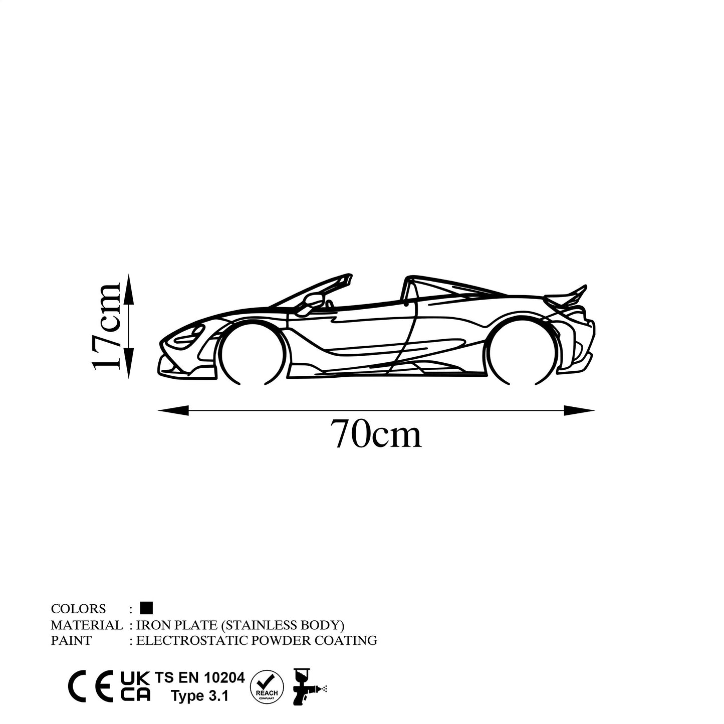 Metalna zidna dekoracija, McLaren 720S Silhouette