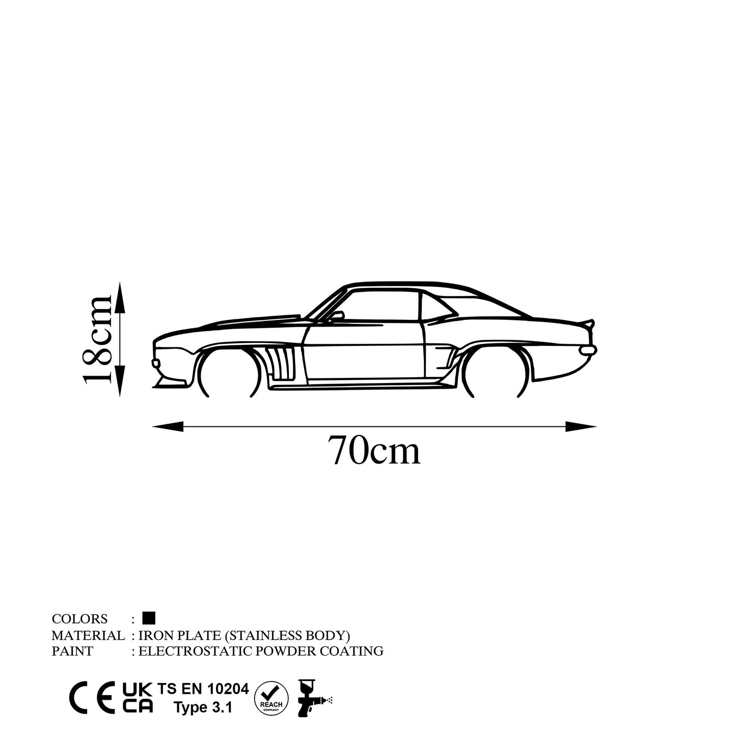 Metalna zidna dekoracija, Chevrolet Camaro Silhouette