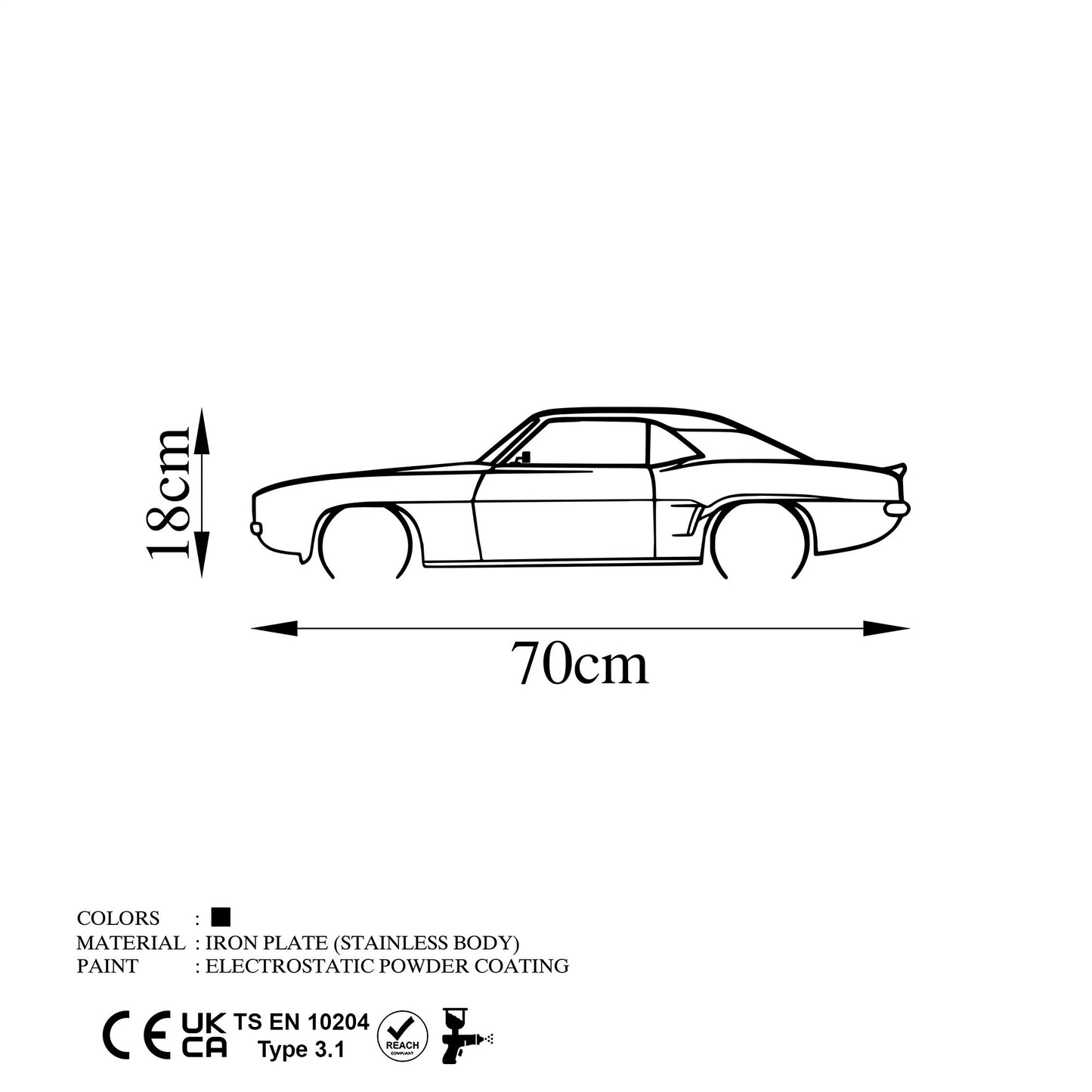 Metalna zidna dekoracija, Chevrolet Camaro V2 Silhouette