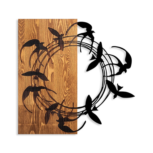 Drvena zidna dekoracija, Spiral Birds 1