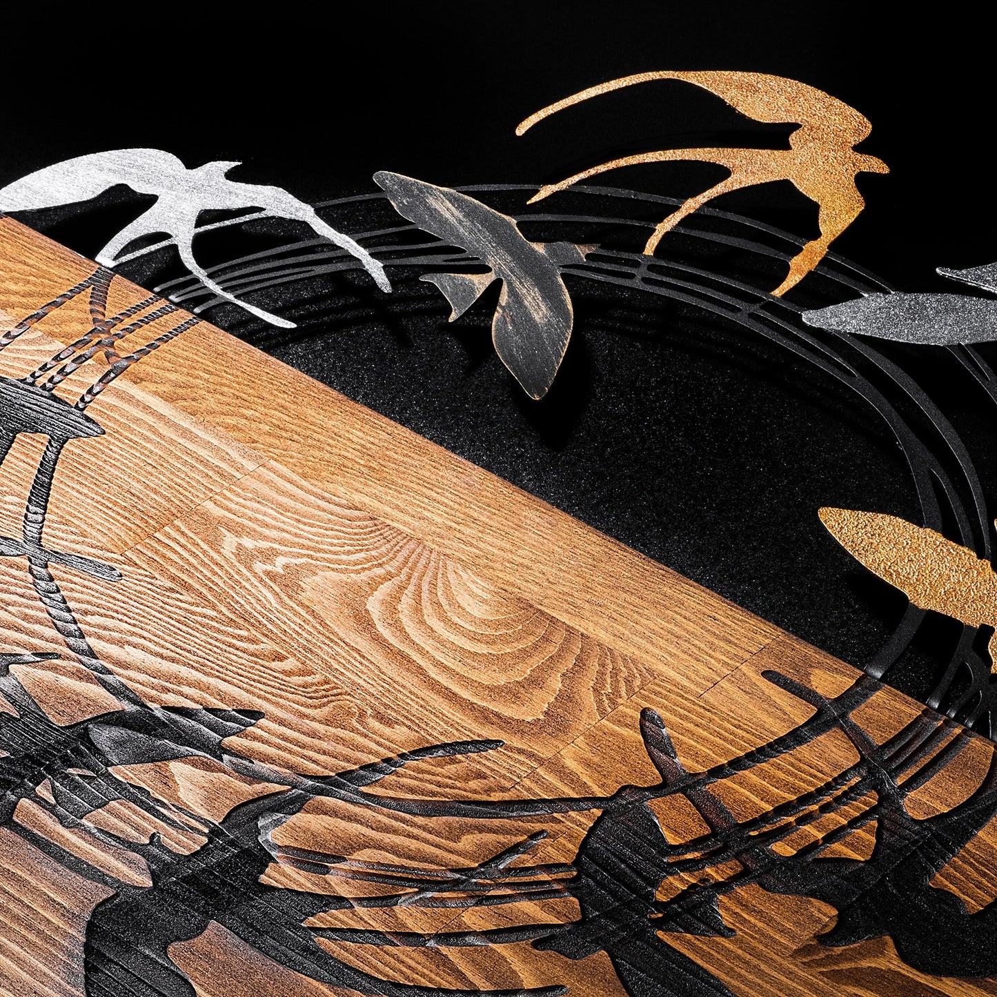 Drvena zidna dekoracija, Spiral Birds 2