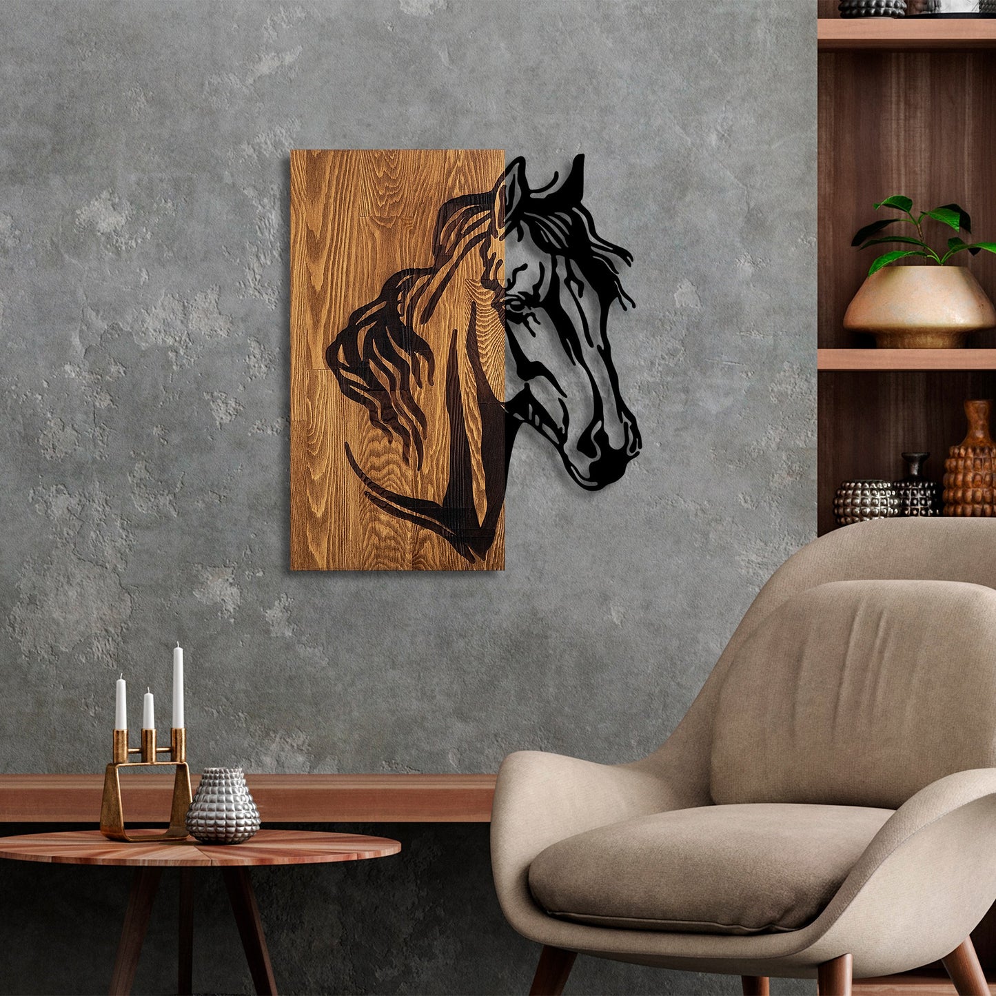 Drvena zidna dekoracija, Horse 1