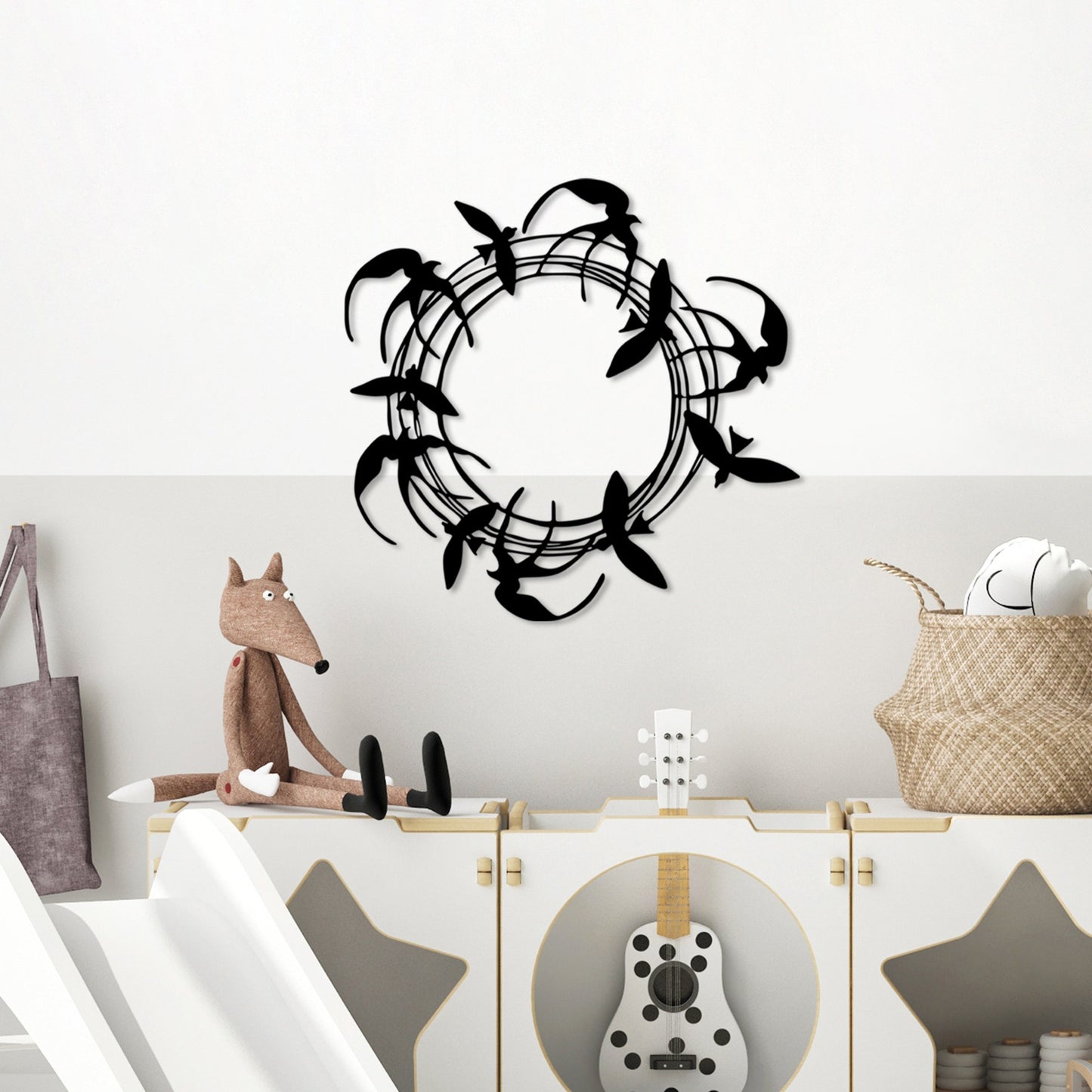 Metalna zidna dekoracija, Spiral Birds 3