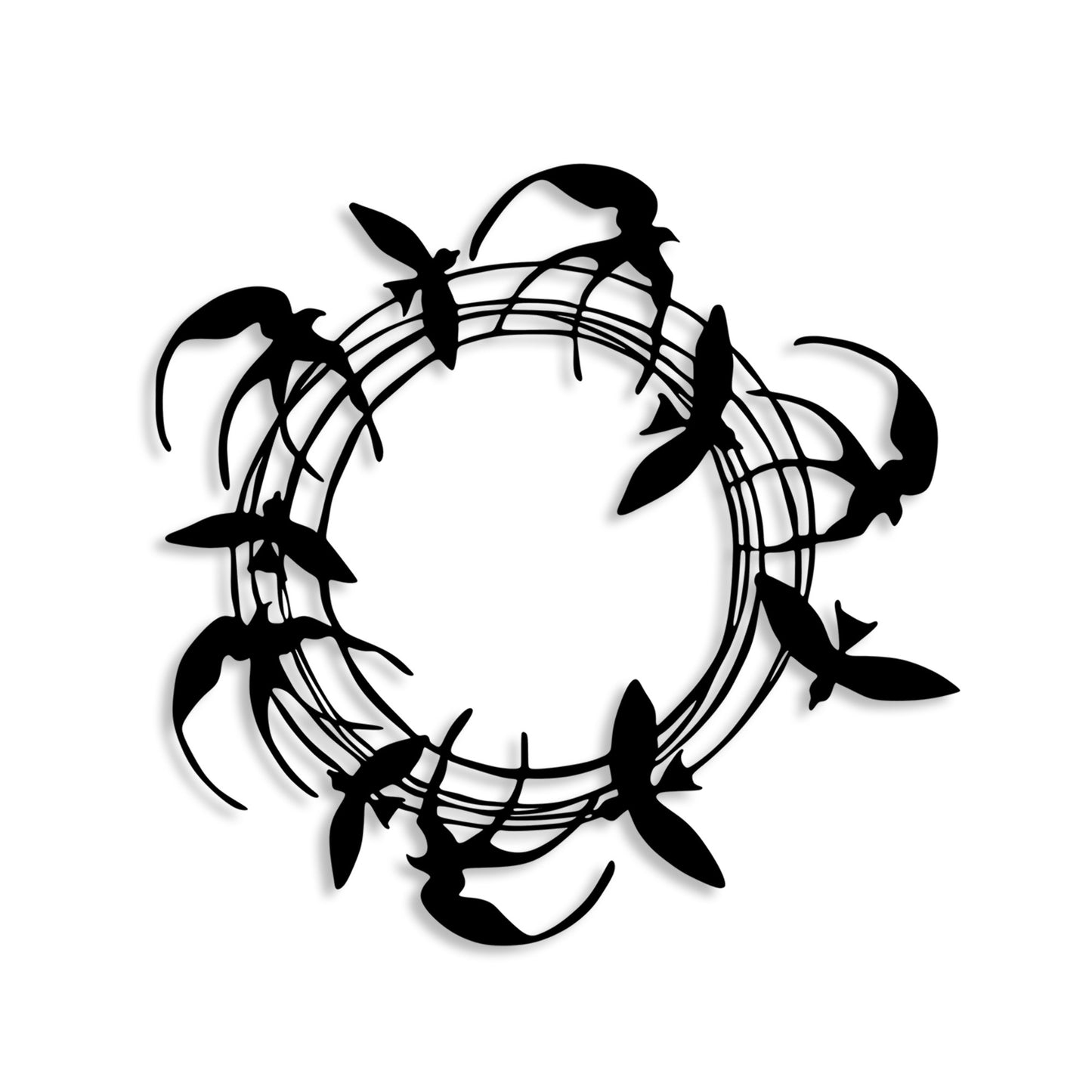 Metalna zidna dekoracija, Spiral Birds 3