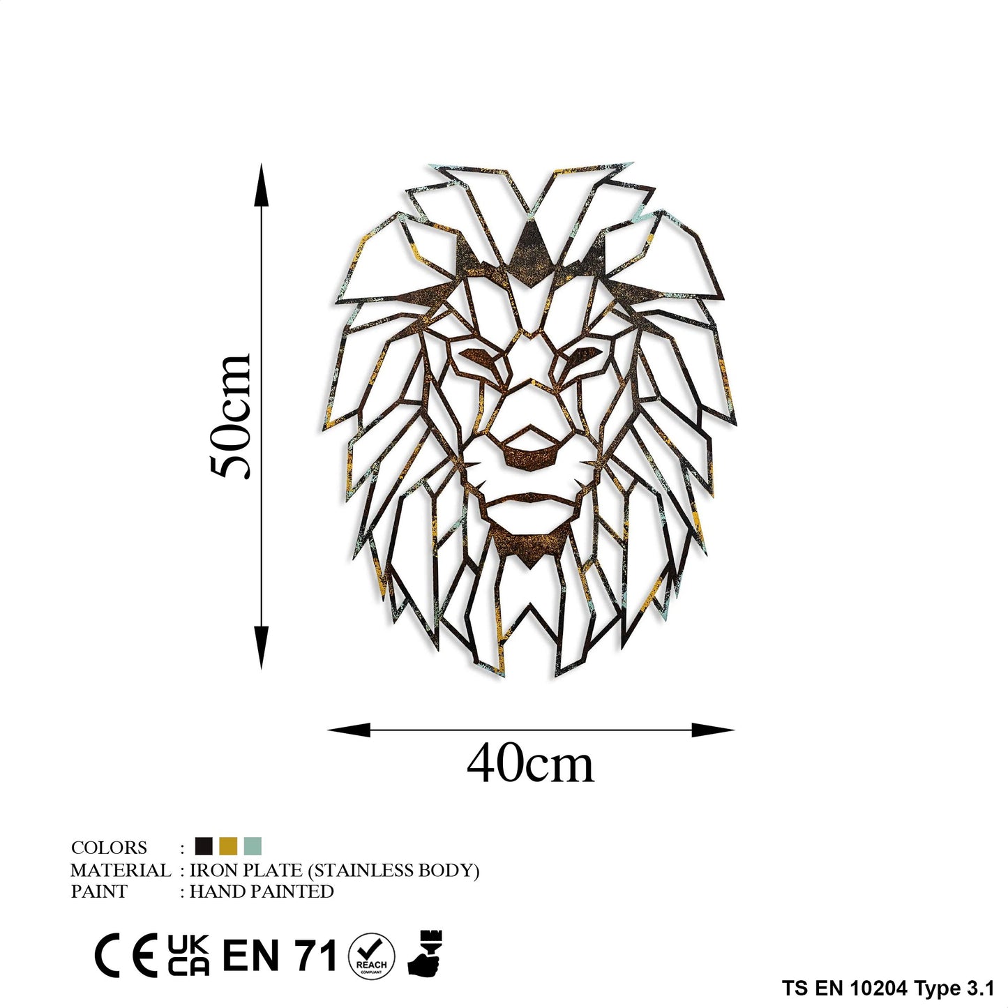 Metalna zidna dekoracija, Lion - 3
