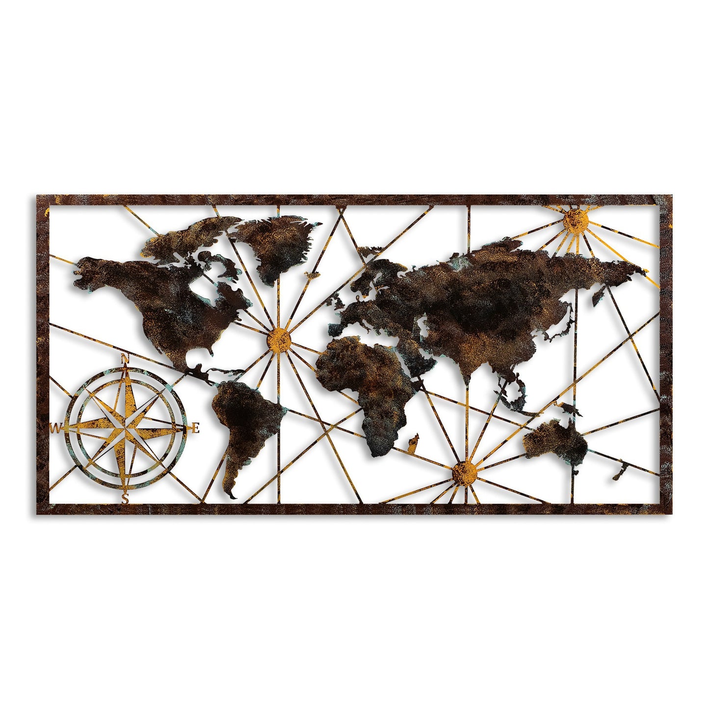 Metalna zidna dekoracija, World Map Large - 1
