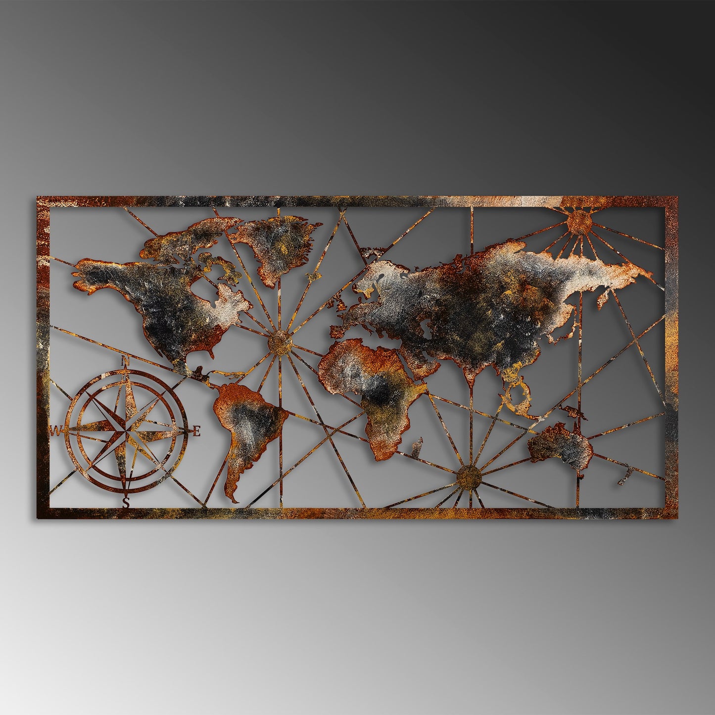 Metalna zidna dekoracija, World Map Large - 3