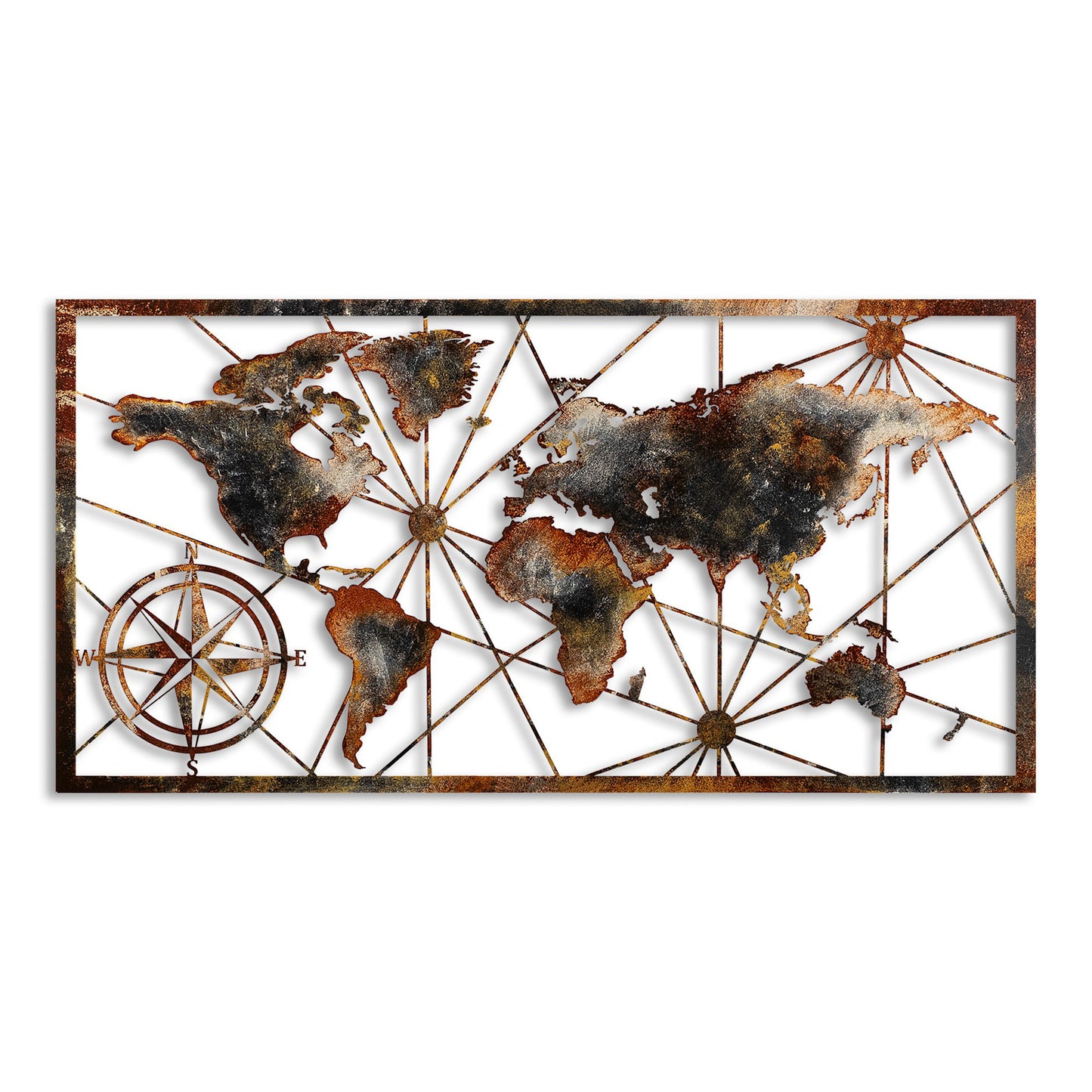 Metalna zidna dekoracija, World Map Large - 3
