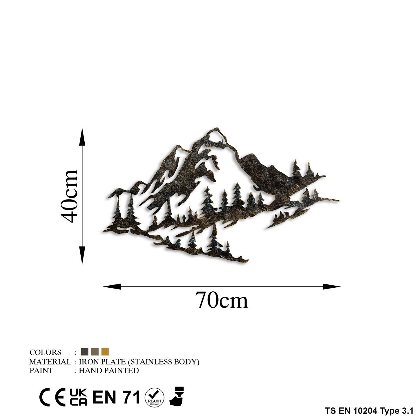 Metalna zidna dekoracija, Mountain - 1