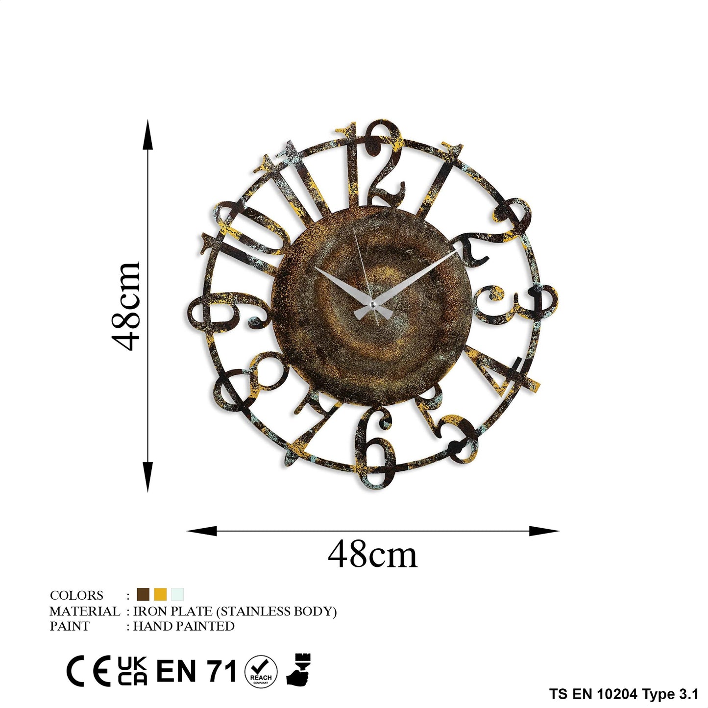 Ukrasni metalni zidni sat, Metal Wall Clock 15 - 1