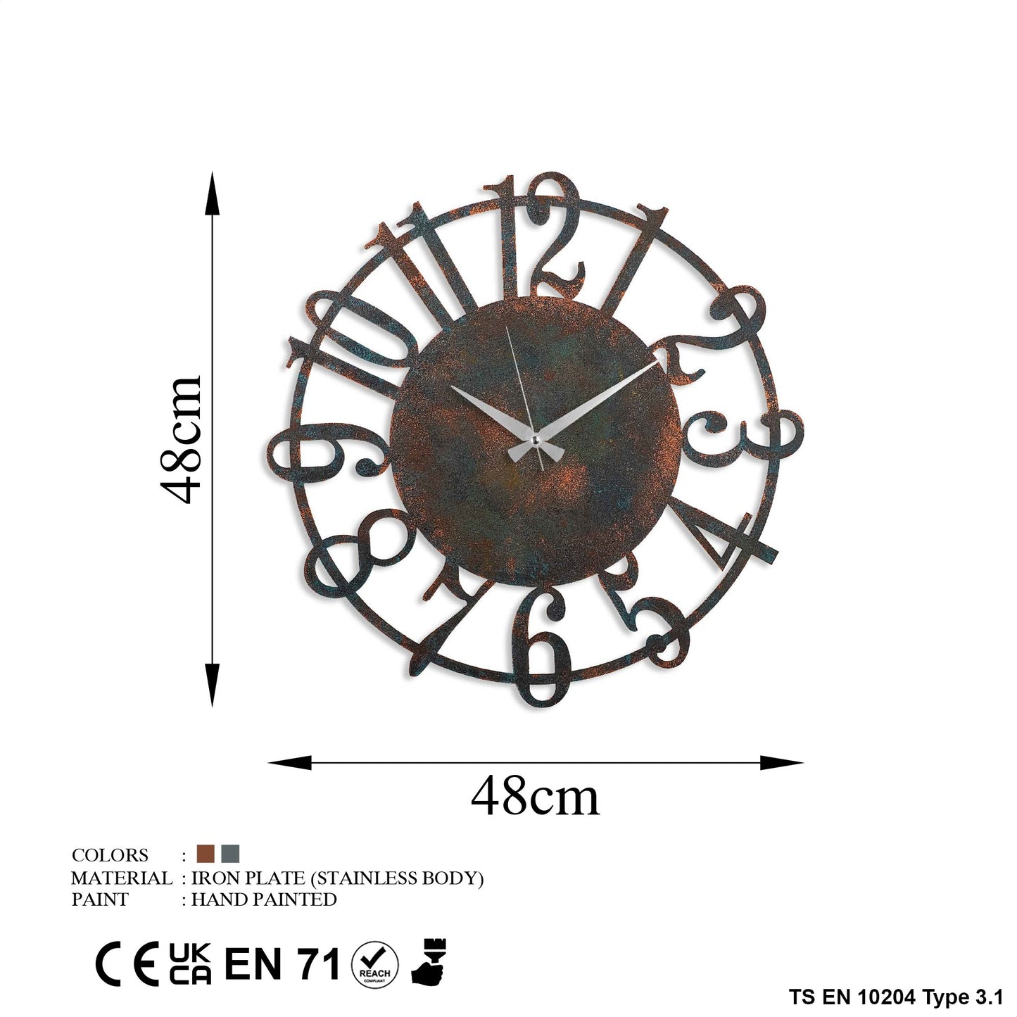 Ukrasni metalni zidni sat, Metal Wall Clock 15 - 3